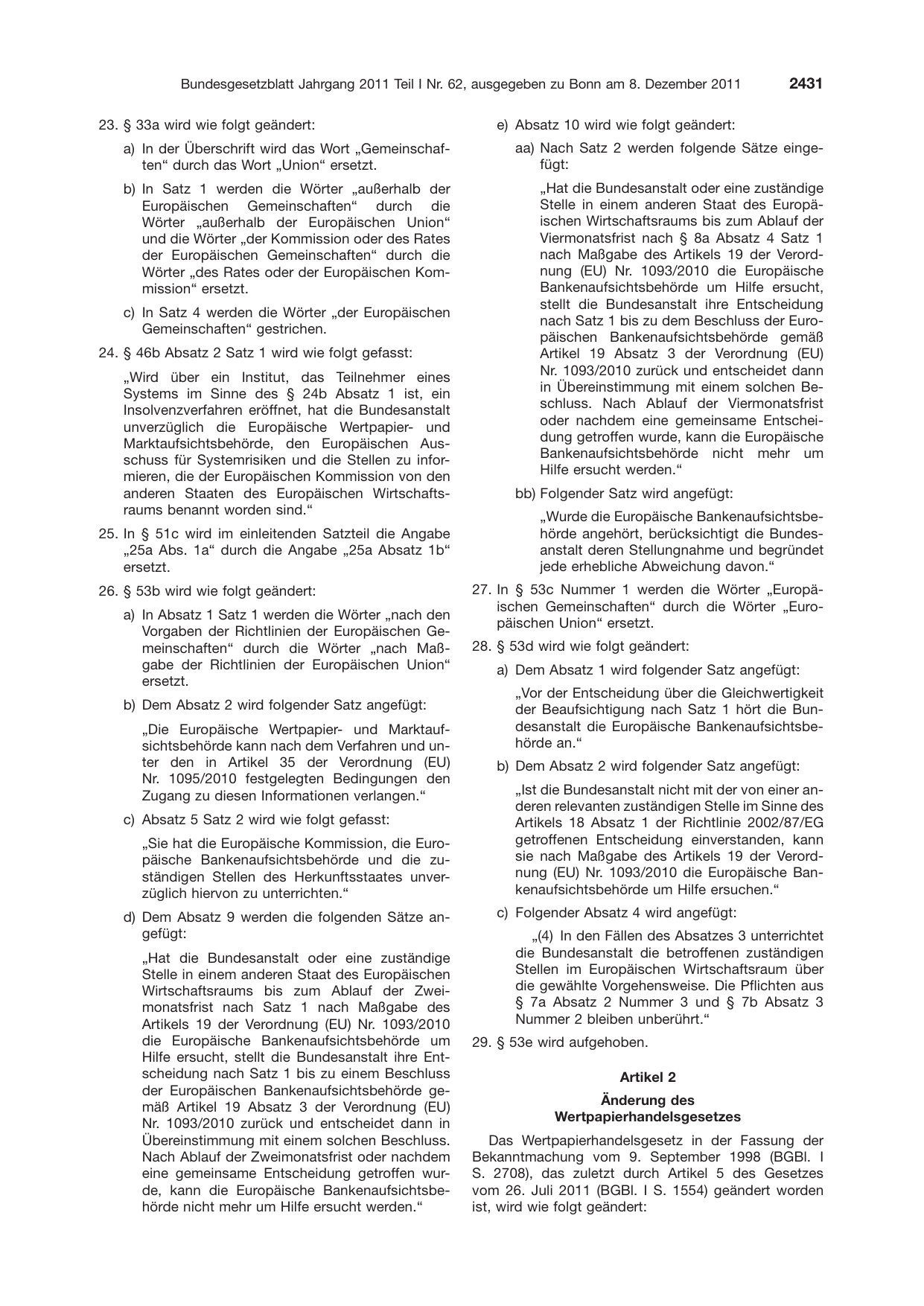 BGBl. 2011, Seite 2431 — Originalseite als Abbildung