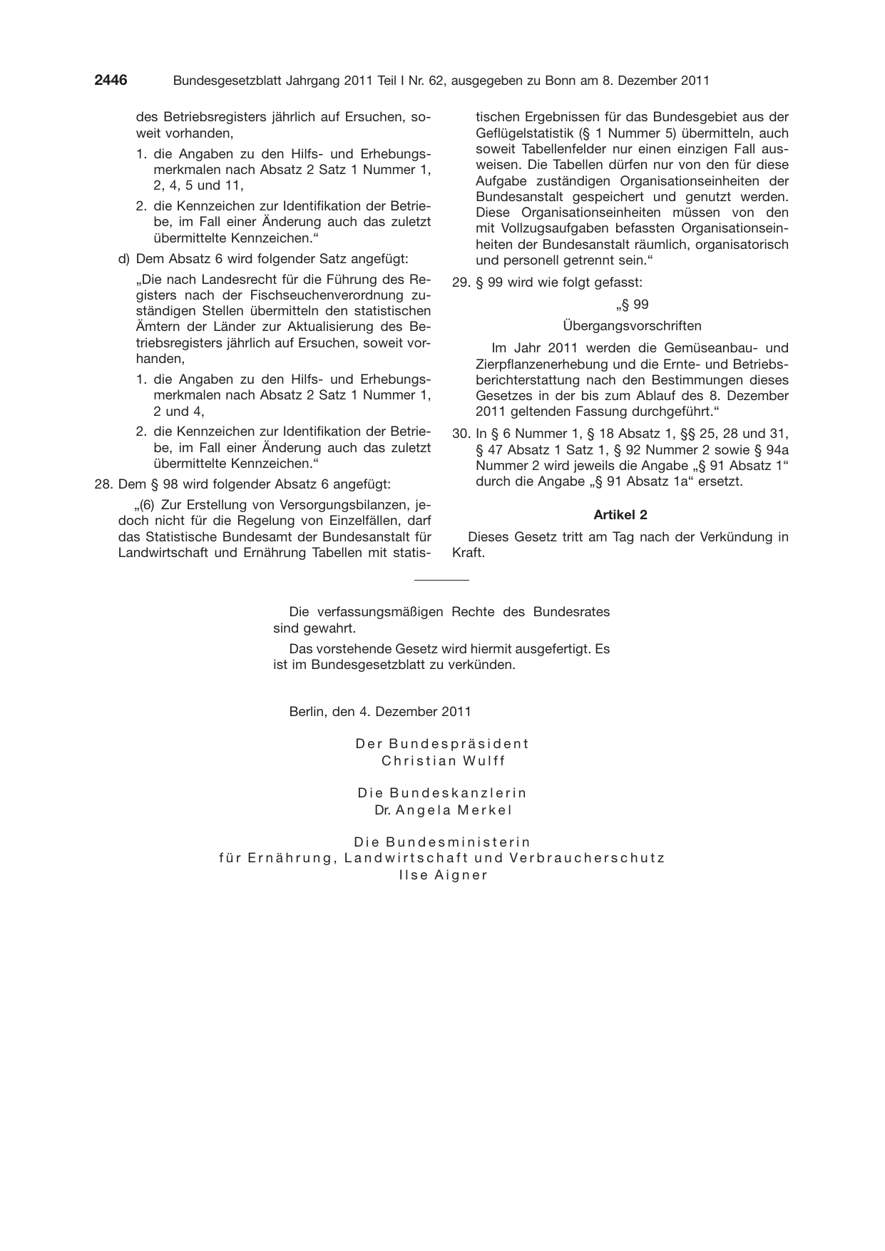 BGBl. 2011, Seite 2446 — Originalseite als Abbildung
