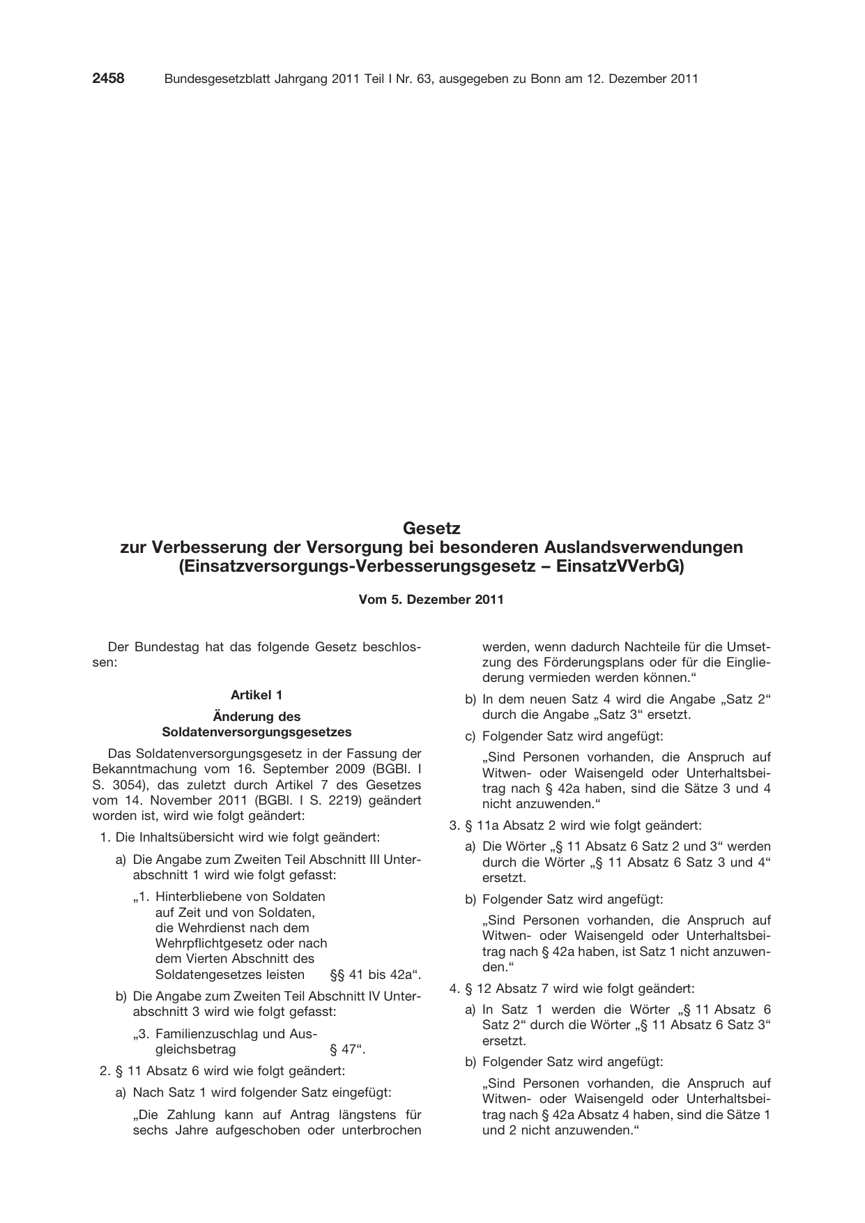 BGBl. 2011, Seite 2458 — Originalseite als Abbildung