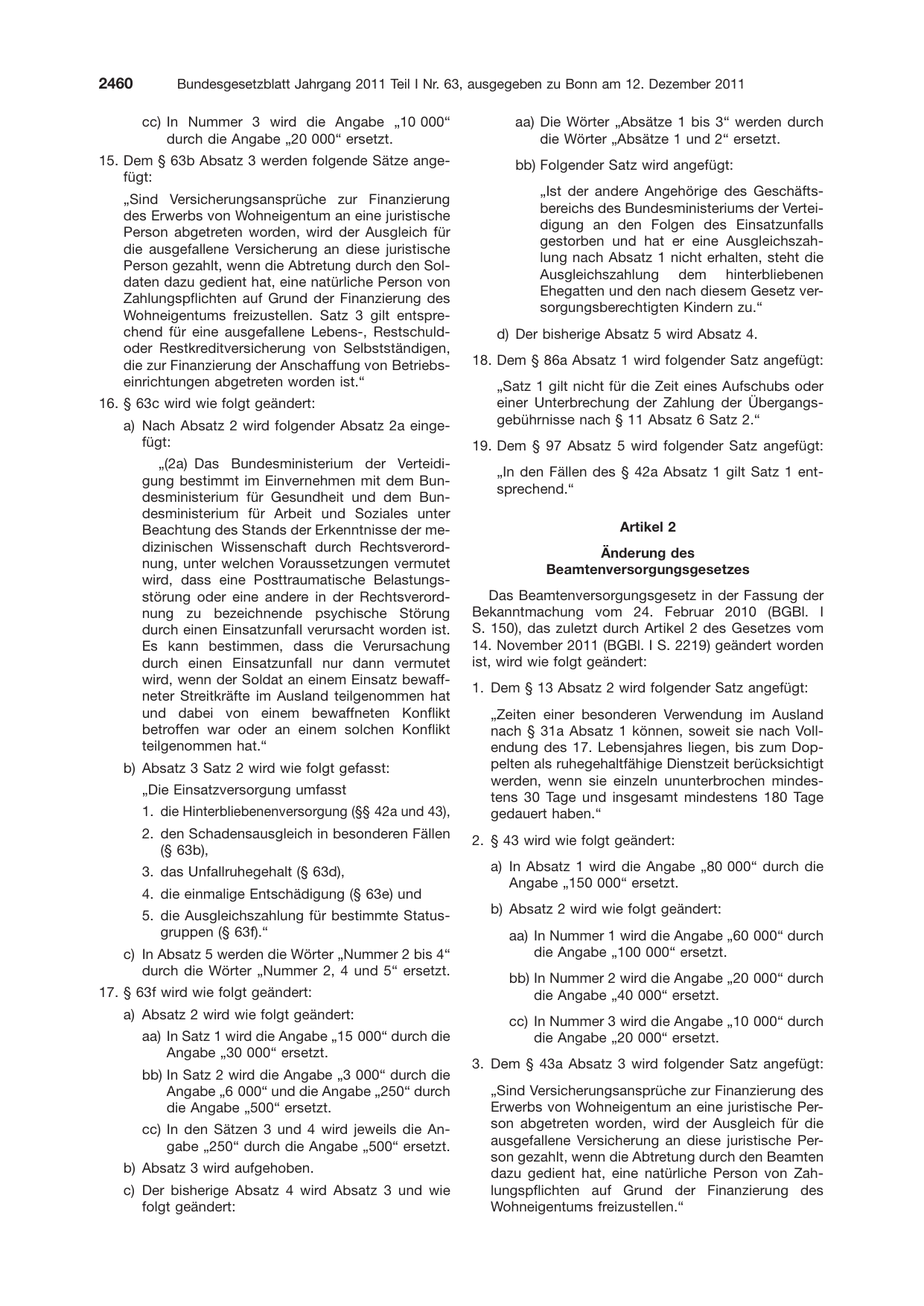 BGBl. 2011, Seite 2460 — Originalseite als Abbildung