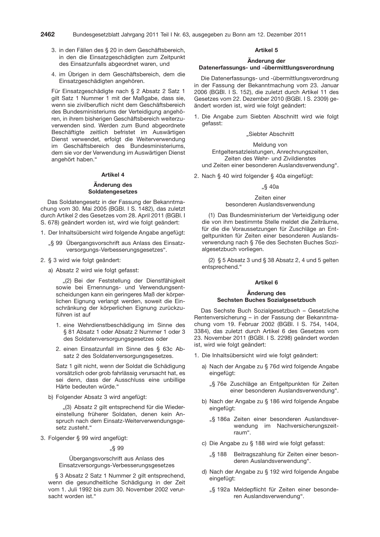 BGBl. 2011, Seite 2462 — Originalseite als Abbildung
