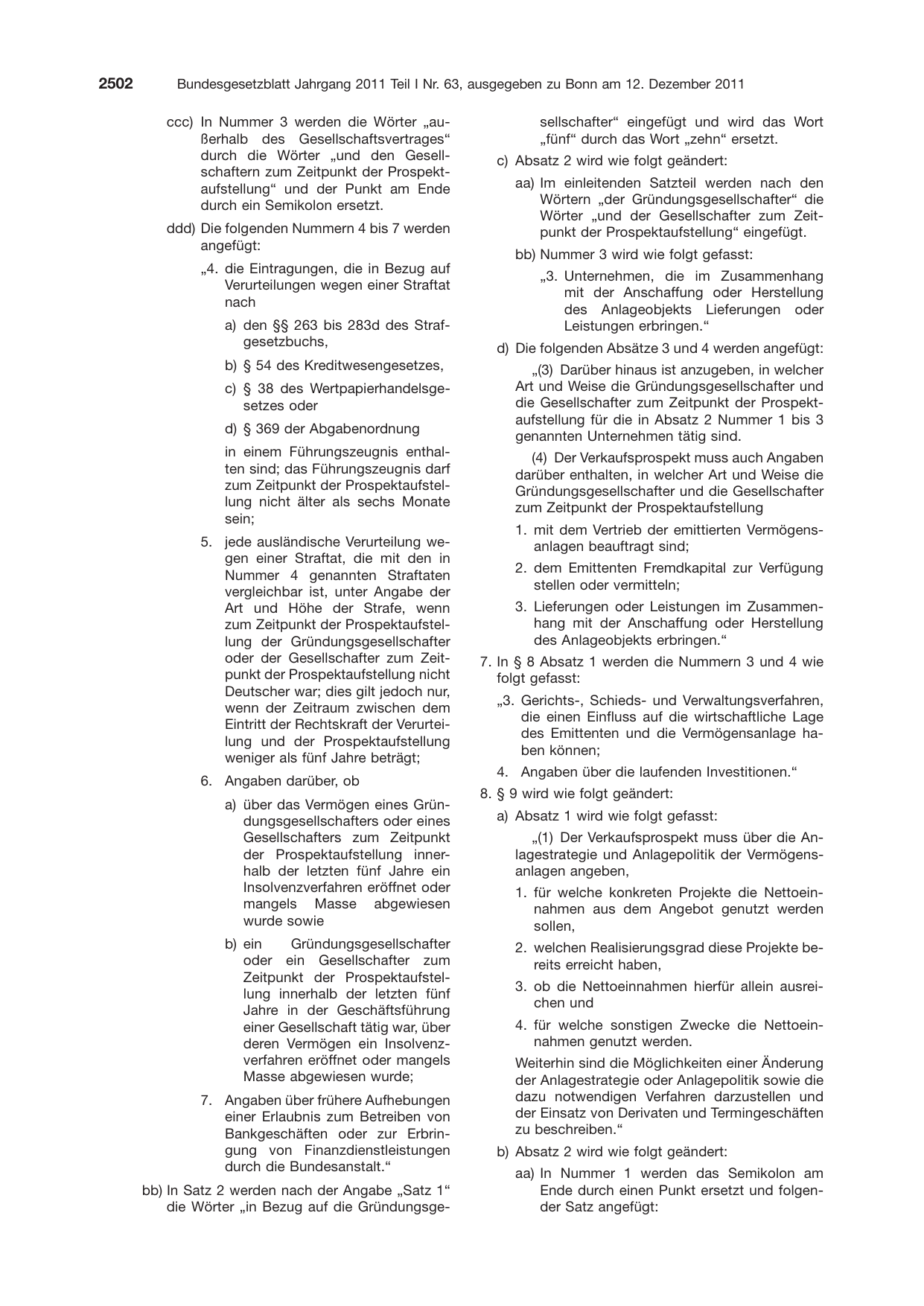 BGBl. 2011, Seite 2502 — Originalseite als Abbildung