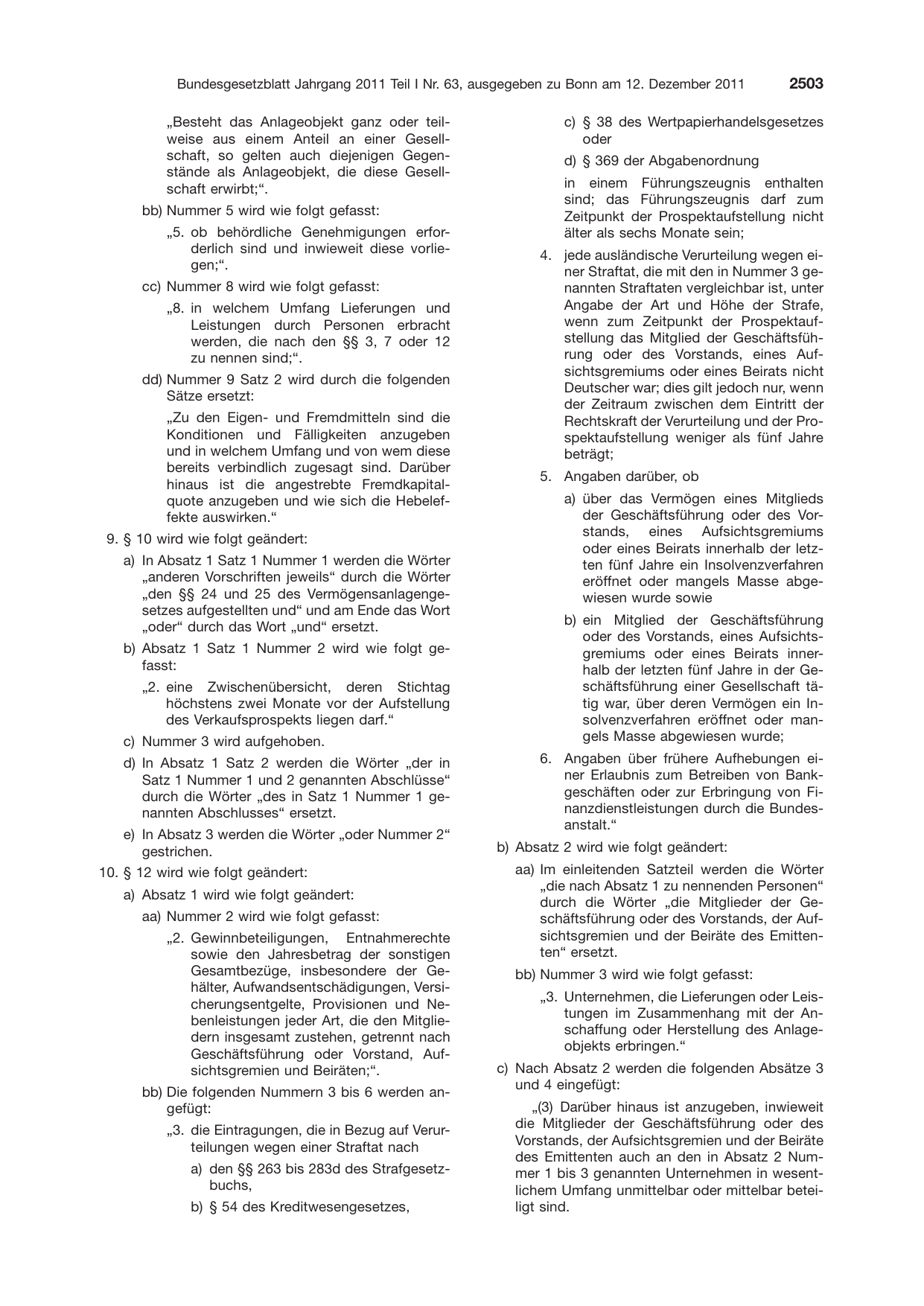 BGBl. 2011, Seite 2503 — Originalseite als Abbildung