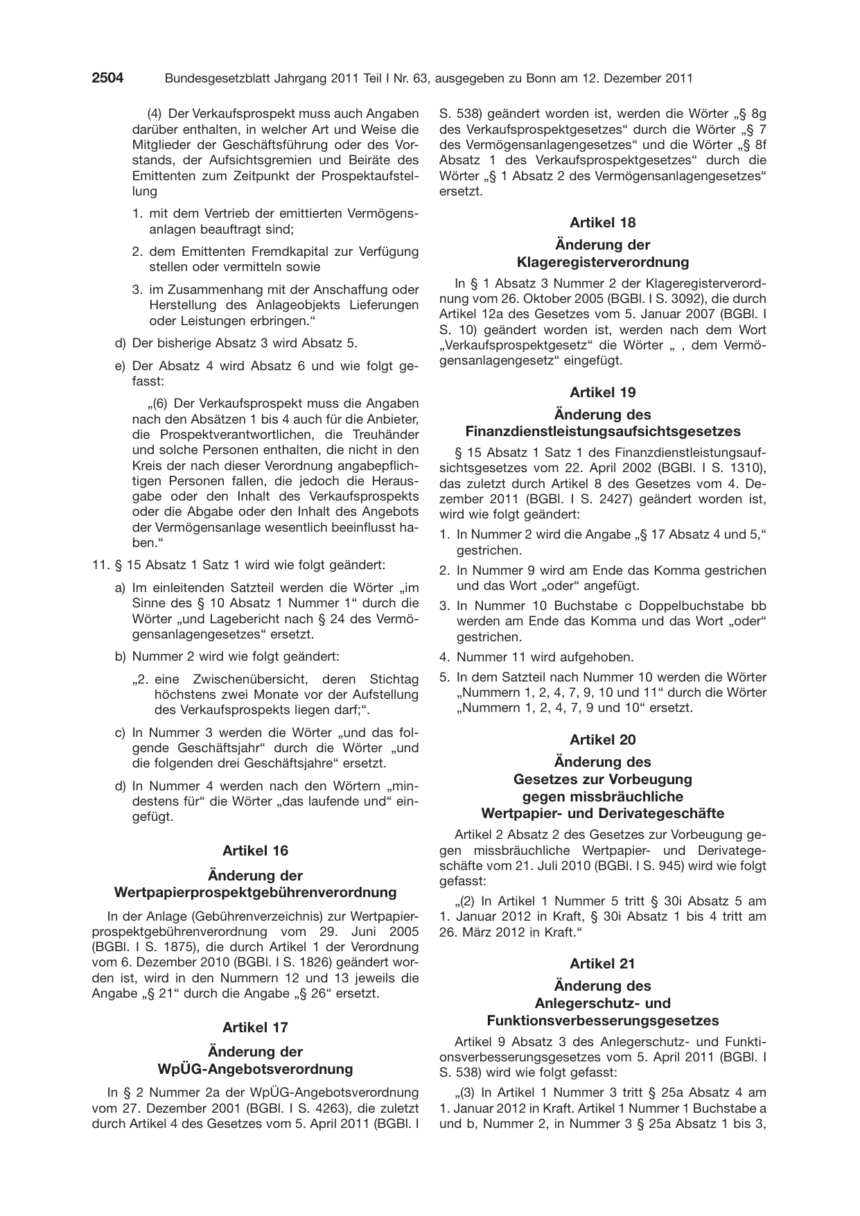 BGBl. 2011, Seite 2504 — Originalseite als Abbildung