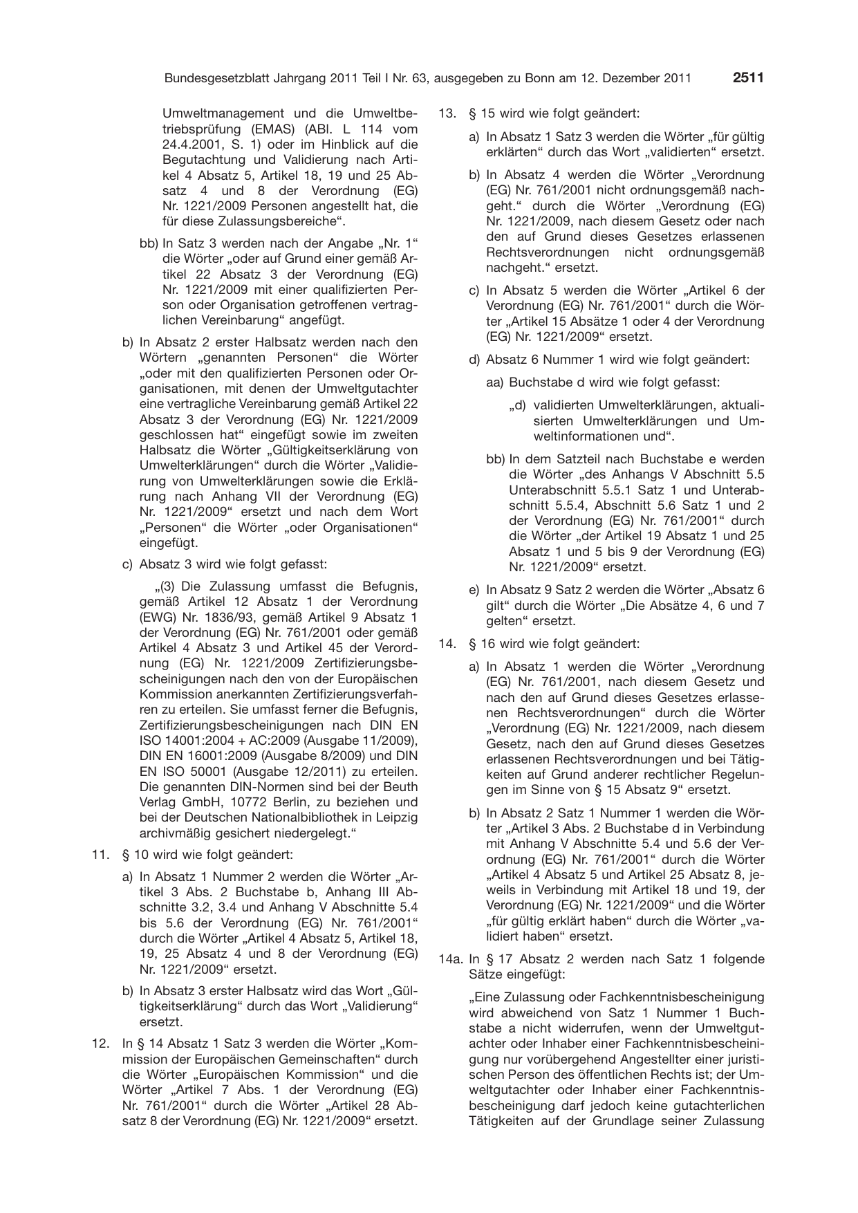 BGBl. 2011, Seite 2511 — Originalseite als Abbildung