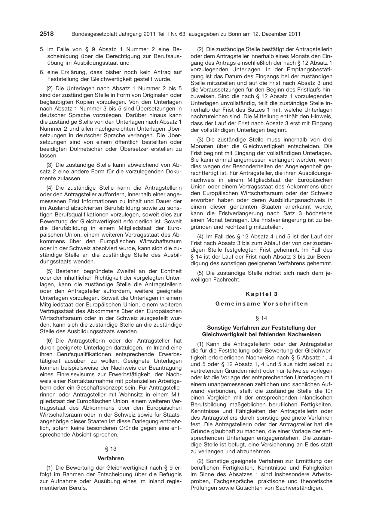 BGBl. 2011, Seite 2518 — Originalseite als Abbildung
