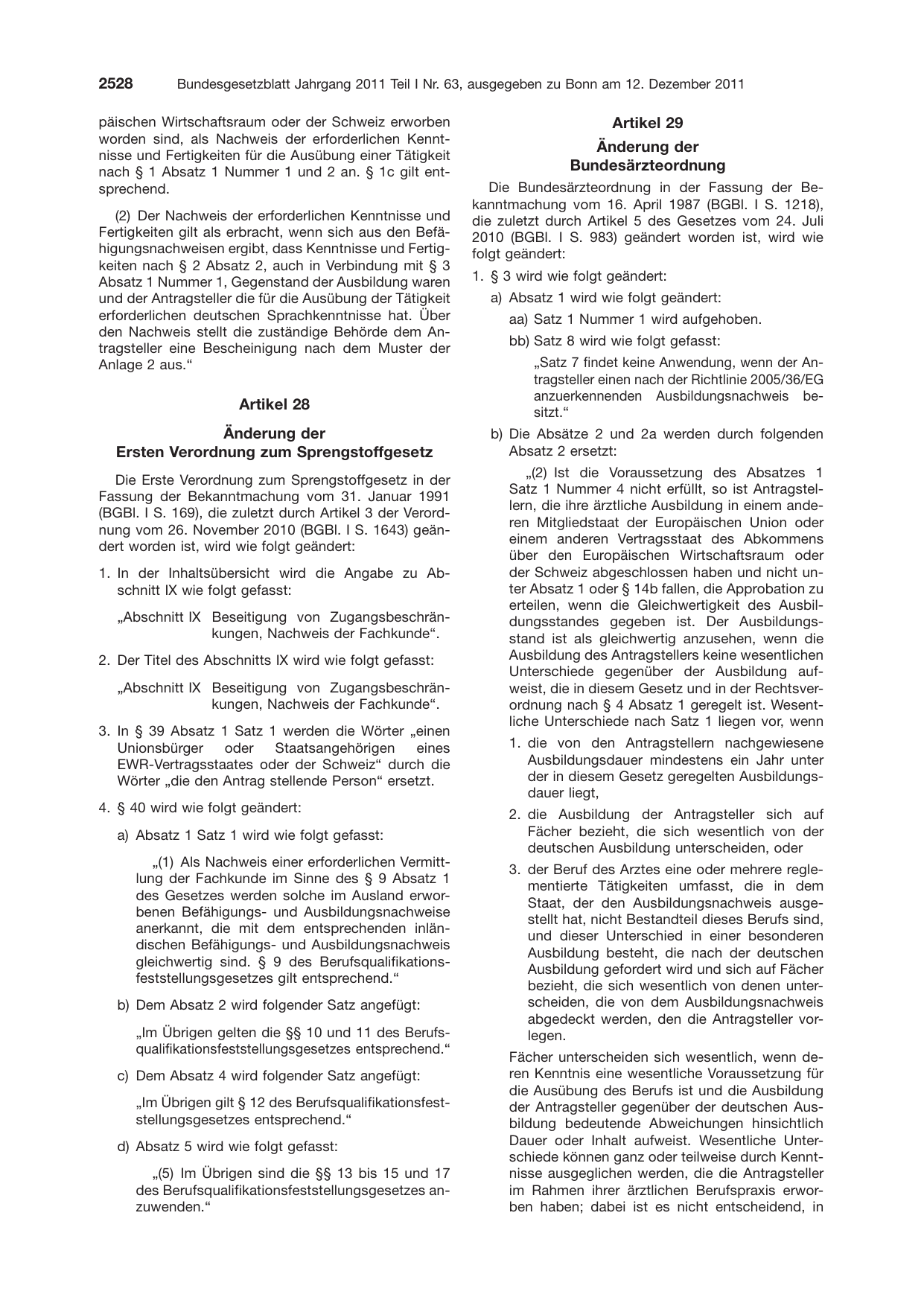 BGBl. 2011, Seite 2528 — Originalseite als Abbildung