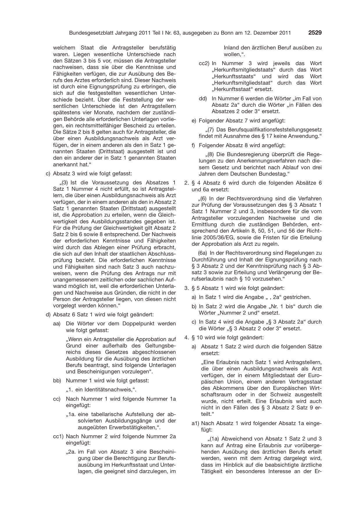 BGBl. 2011, Seite 2529 — Originalseite als Abbildung