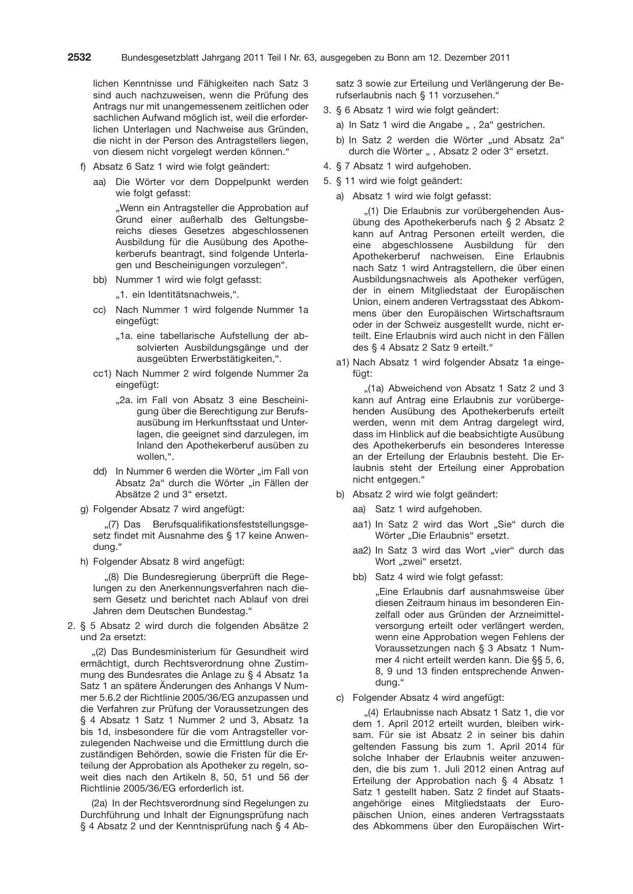 BGBl. 2011, Seite 2532 — Originalseite als Abbildung