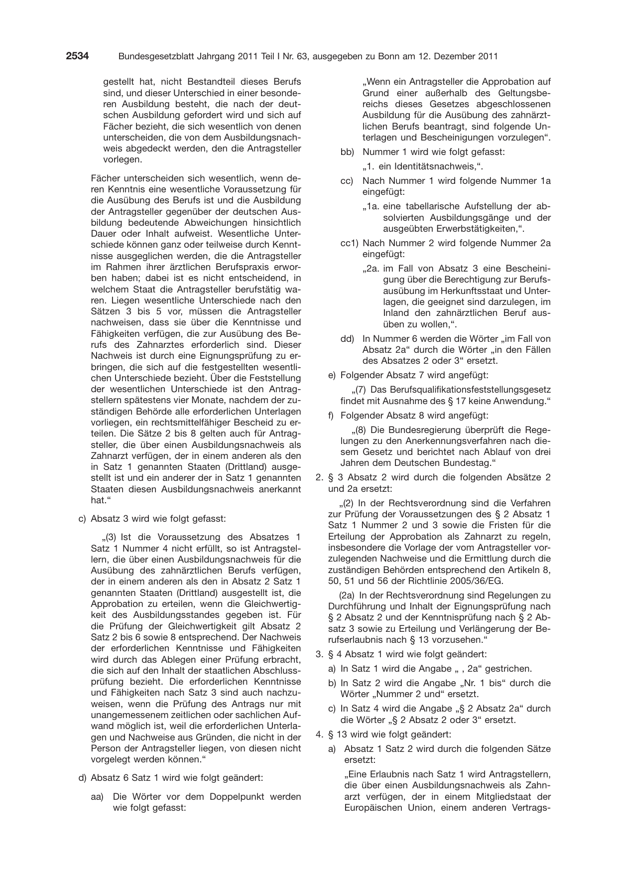 BGBl. 2011, Seite 2534 — Originalseite als Abbildung