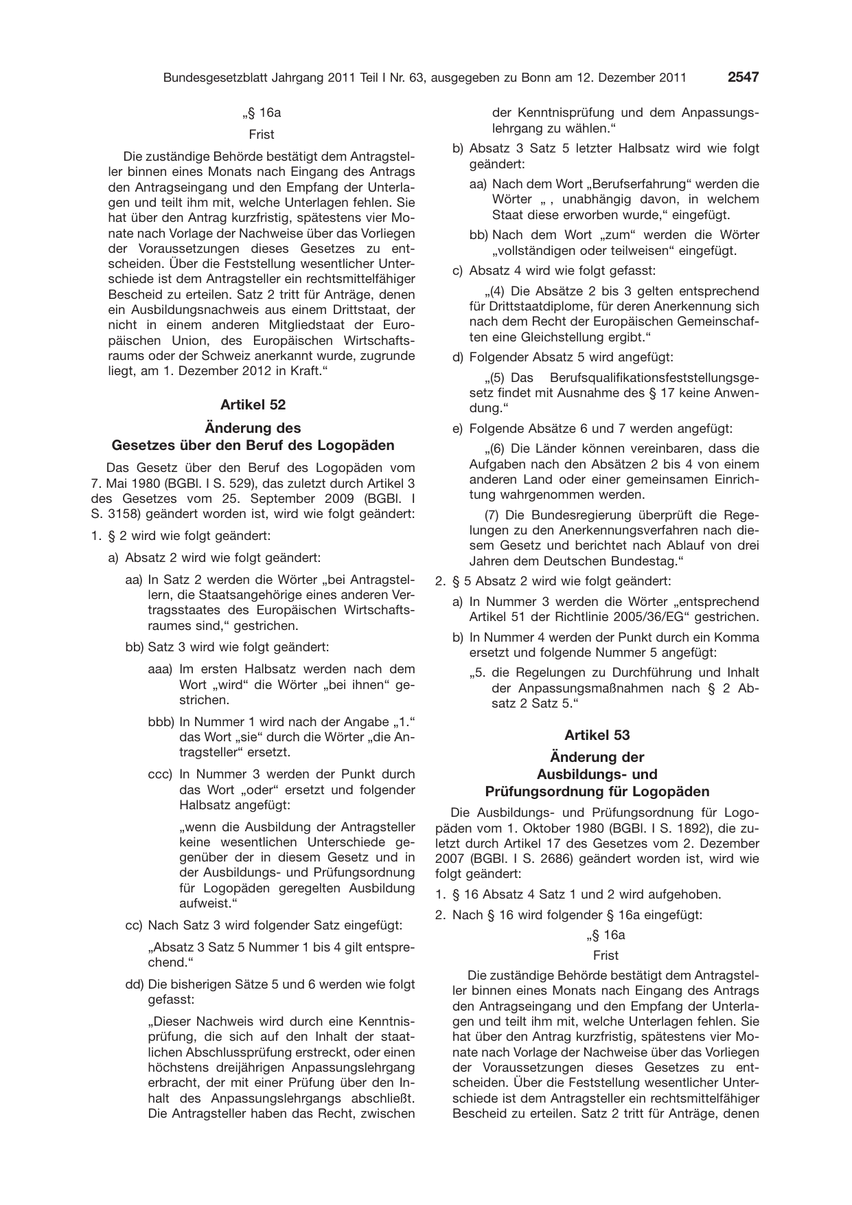 BGBl. 2011, Seite 2547 — Originalseite als Abbildung