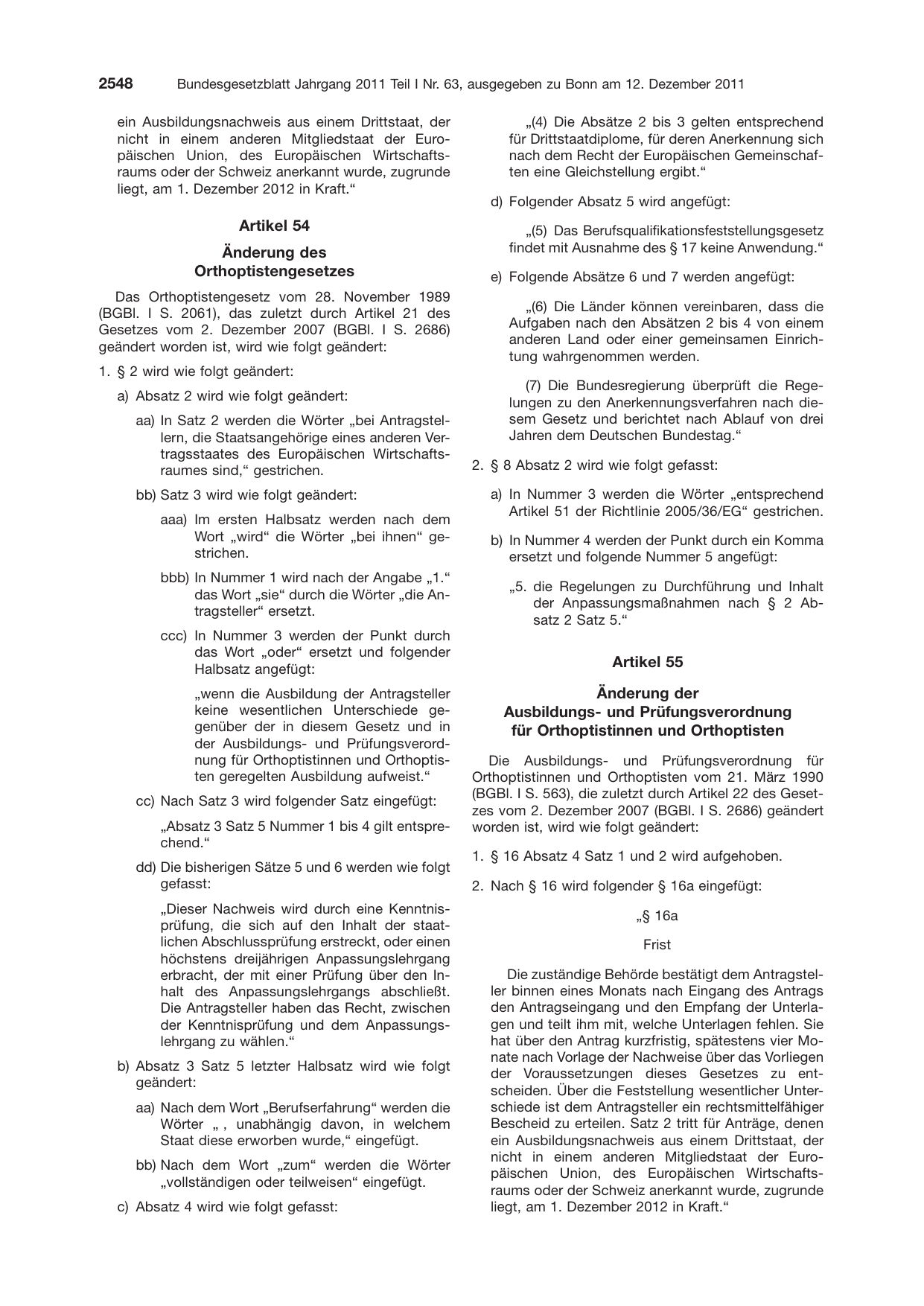 BGBl. 2011, Seite 2548 — Originalseite als Abbildung