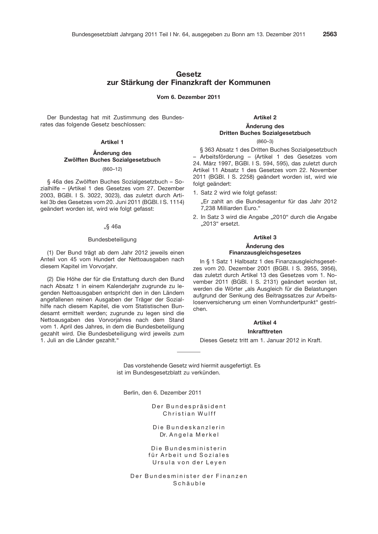 BGBl. 2011, Seite 2563 — Originalseite als Abbildung
