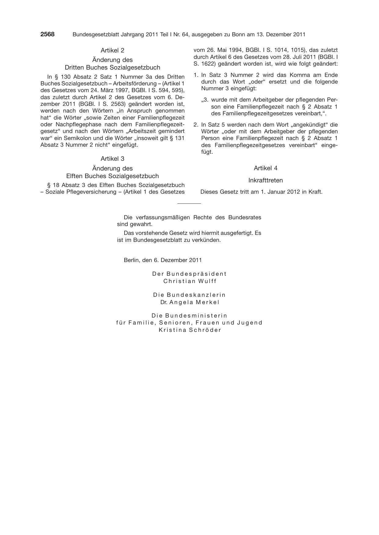 BGBl. 2011, Seite 2568 — Originalseite als Abbildung