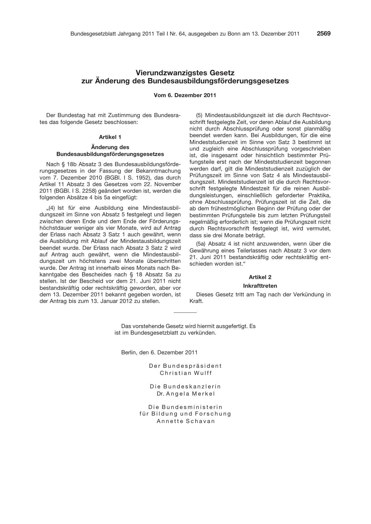 BGBl. 2011, Seite 2569 — Originalseite als Abbildung