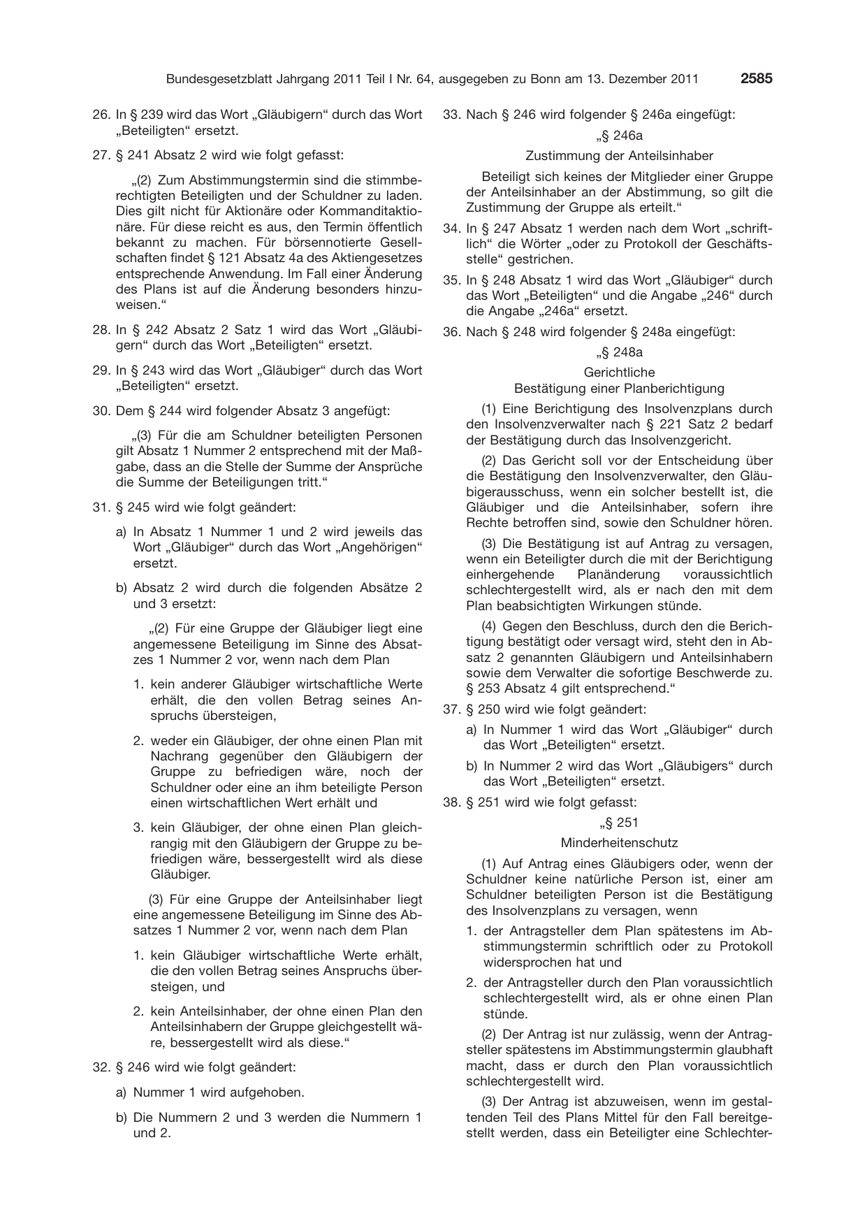 BGBl. 2011, Seite 2585 — Originalseite als Abbildung