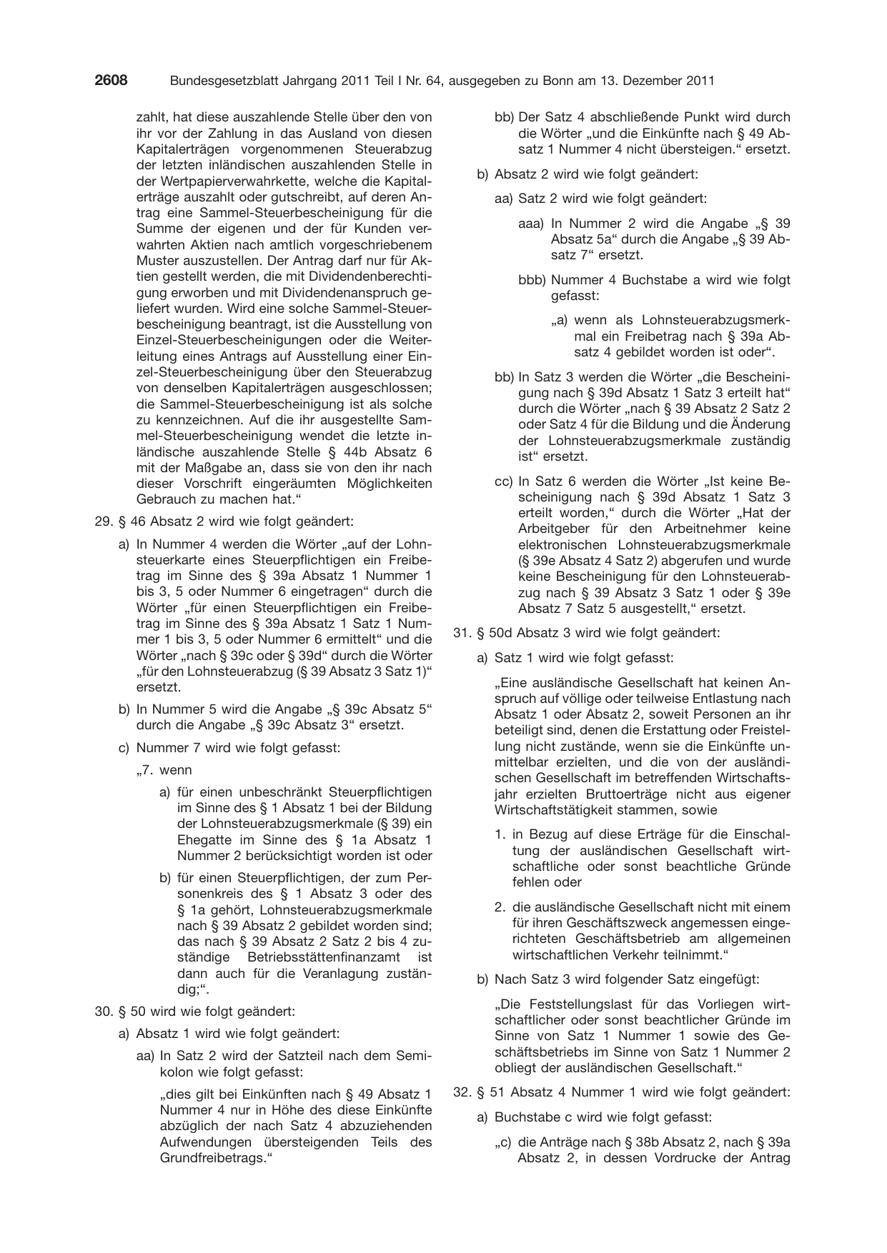 BGBl. 2011, Seite 2608 — Originalseite als Abbildung