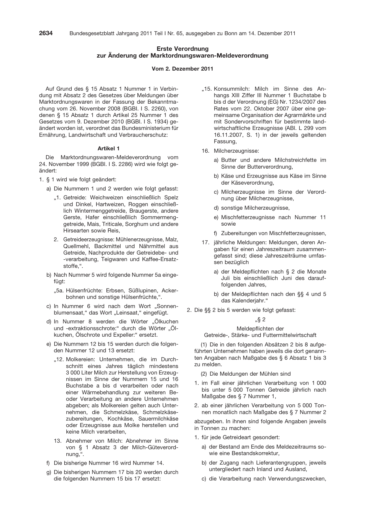 BGBl. 2011, Seite 2634 — Originalseite als Abbildung