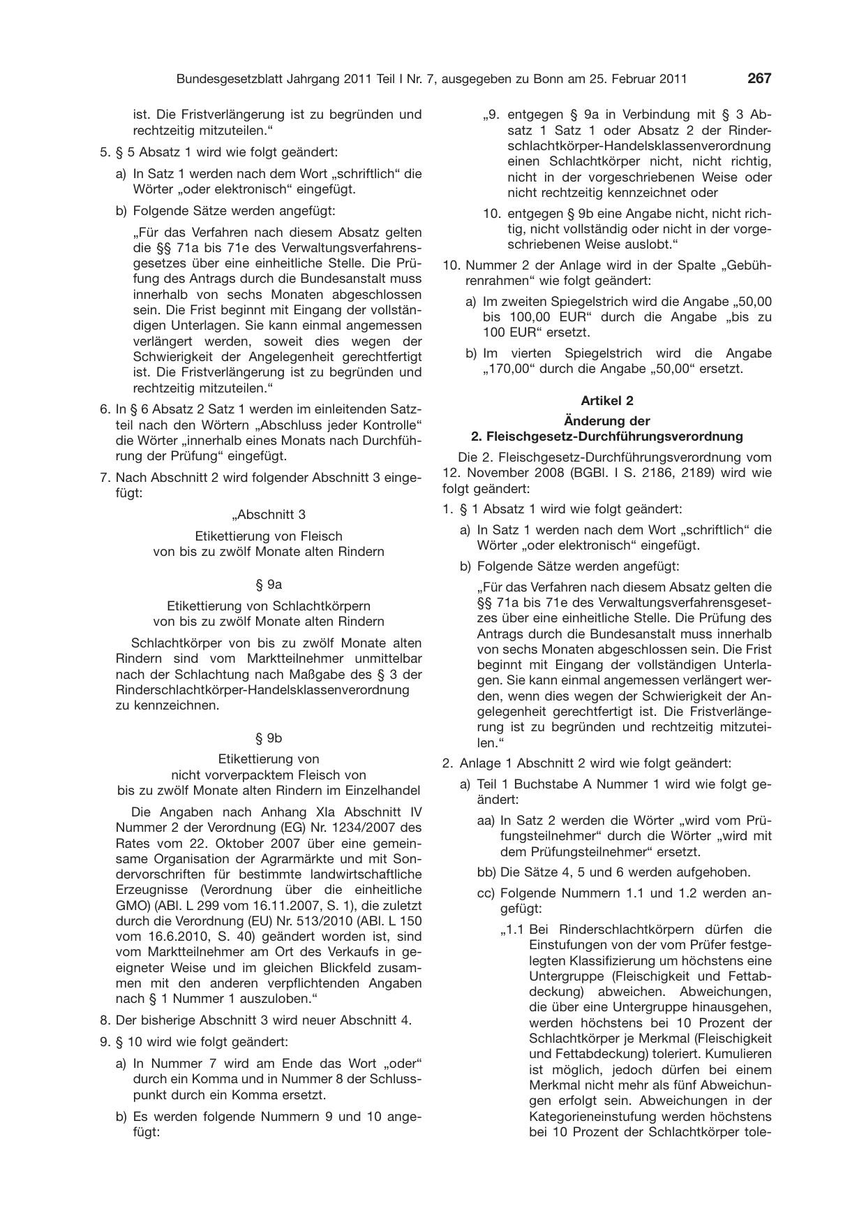 BGBl. 2011, Seite 267 — Originalseite als Abbildung