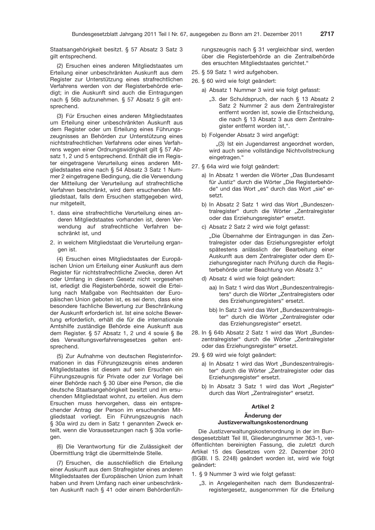 BGBl. 2011, Seite 2717 — Originalseite als Abbildung
