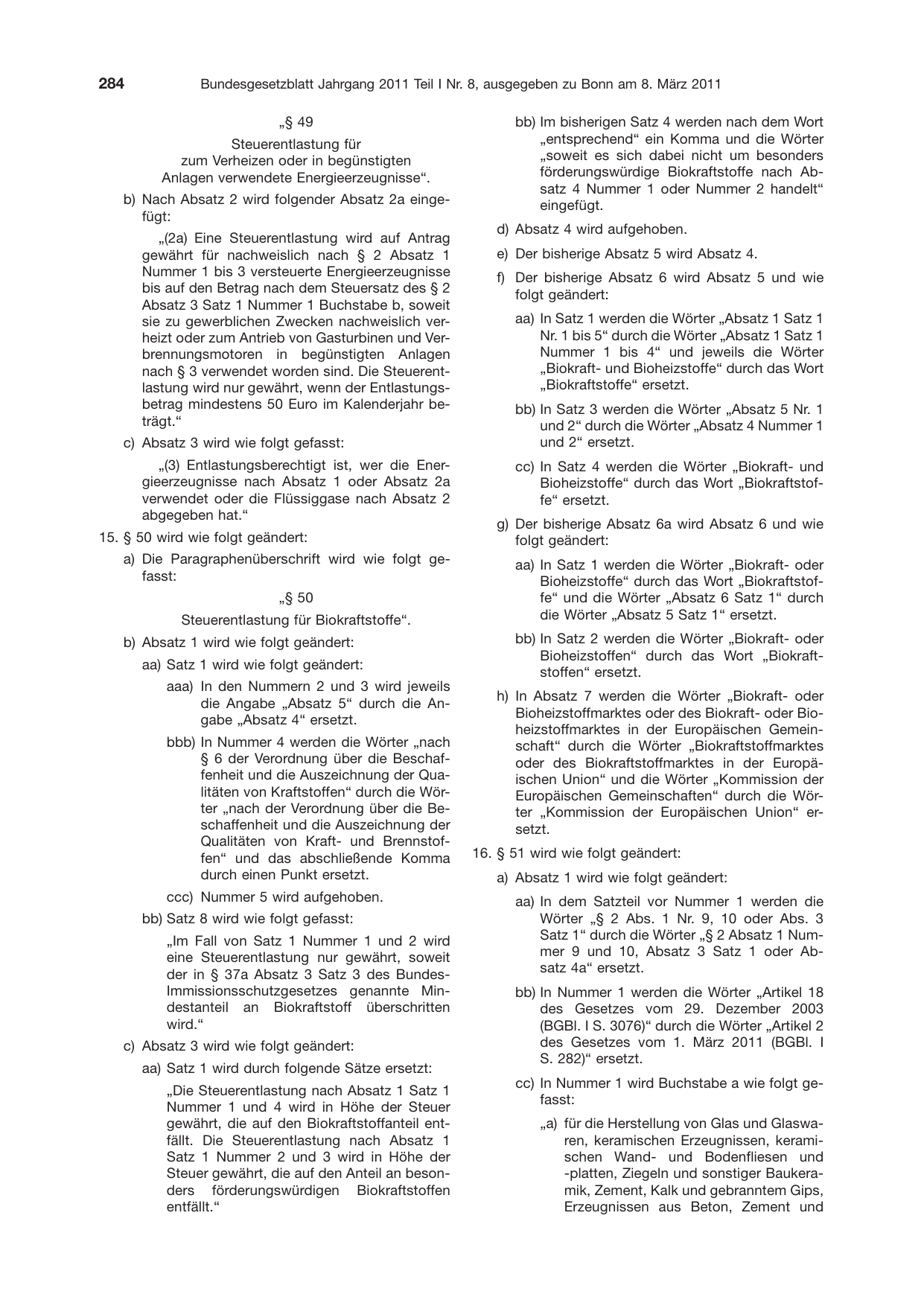 BGBl. 2011, Seite 284 — Originalseite als Abbildung