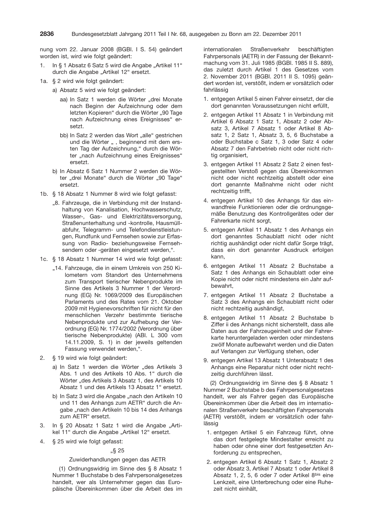 BGBl. 2011, Seite 2836 — Originalseite als Abbildung