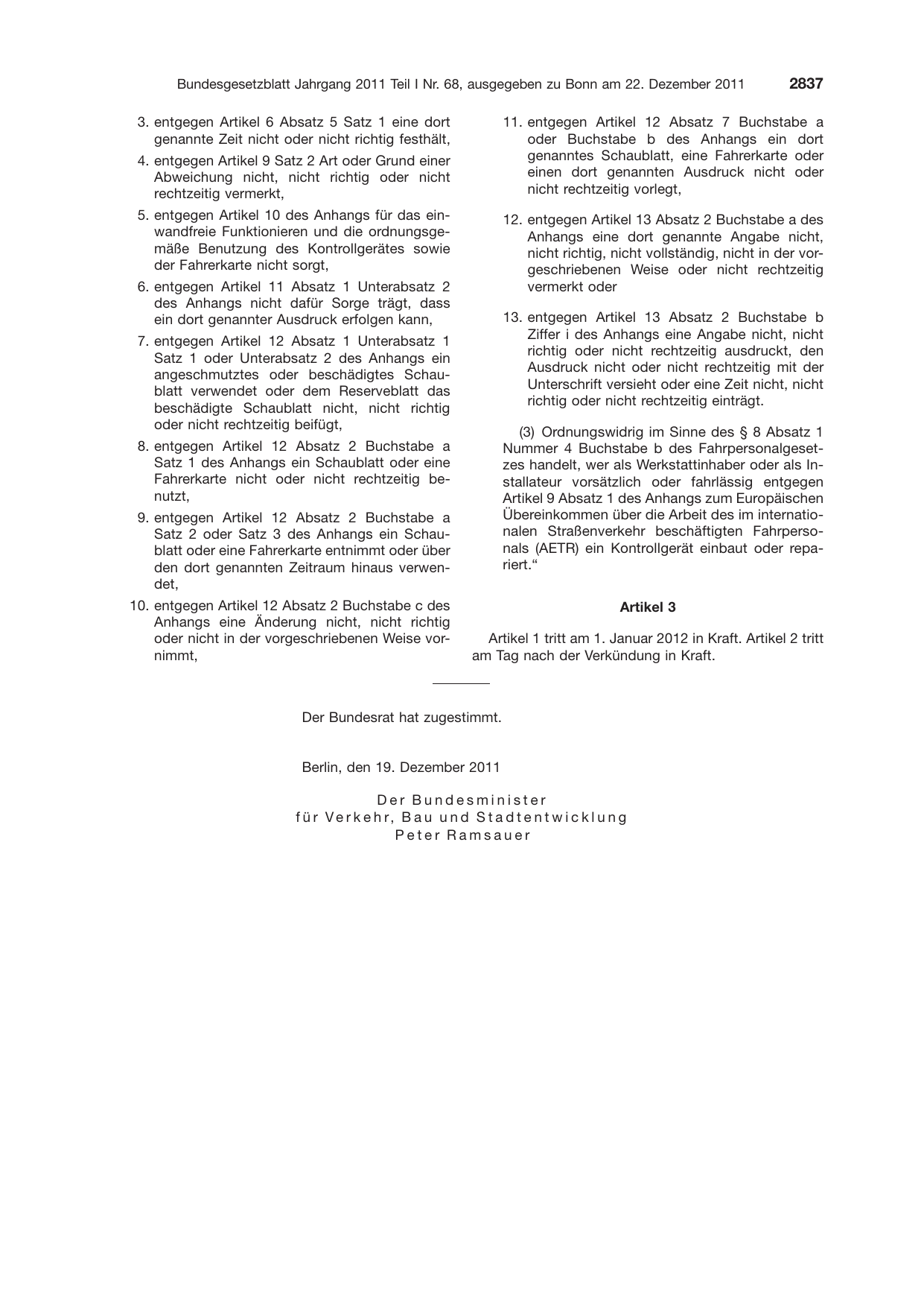BGBl. 2011, Seite 2837 — Originalseite als Abbildung
