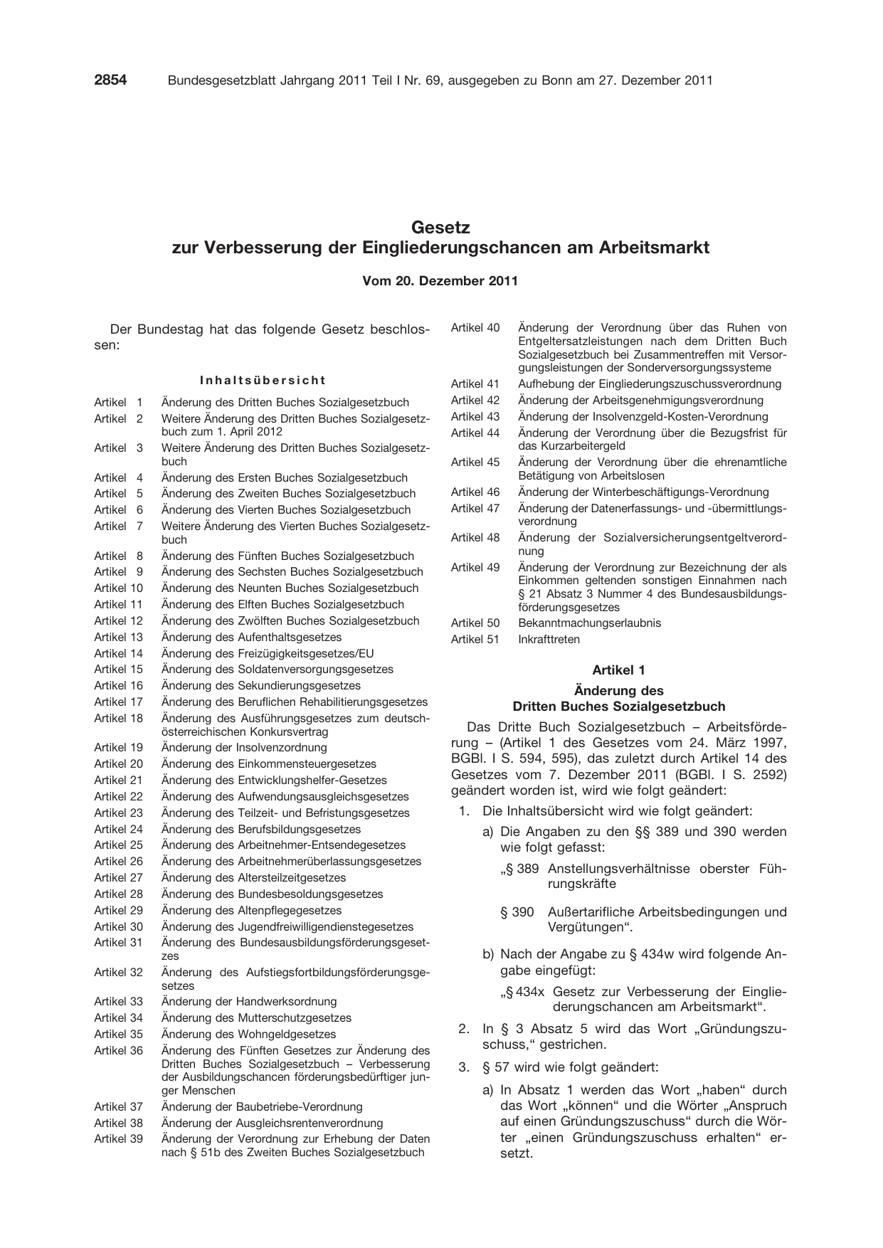 BGBl. 2011, Seite 2854 — Originalseite als Abbildung