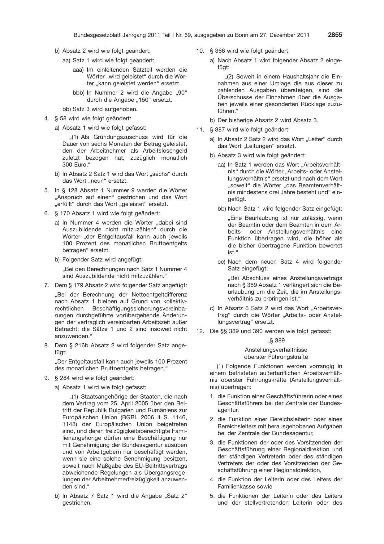 BGBl. 2011, Seite 2855 — Originalseite als Abbildung