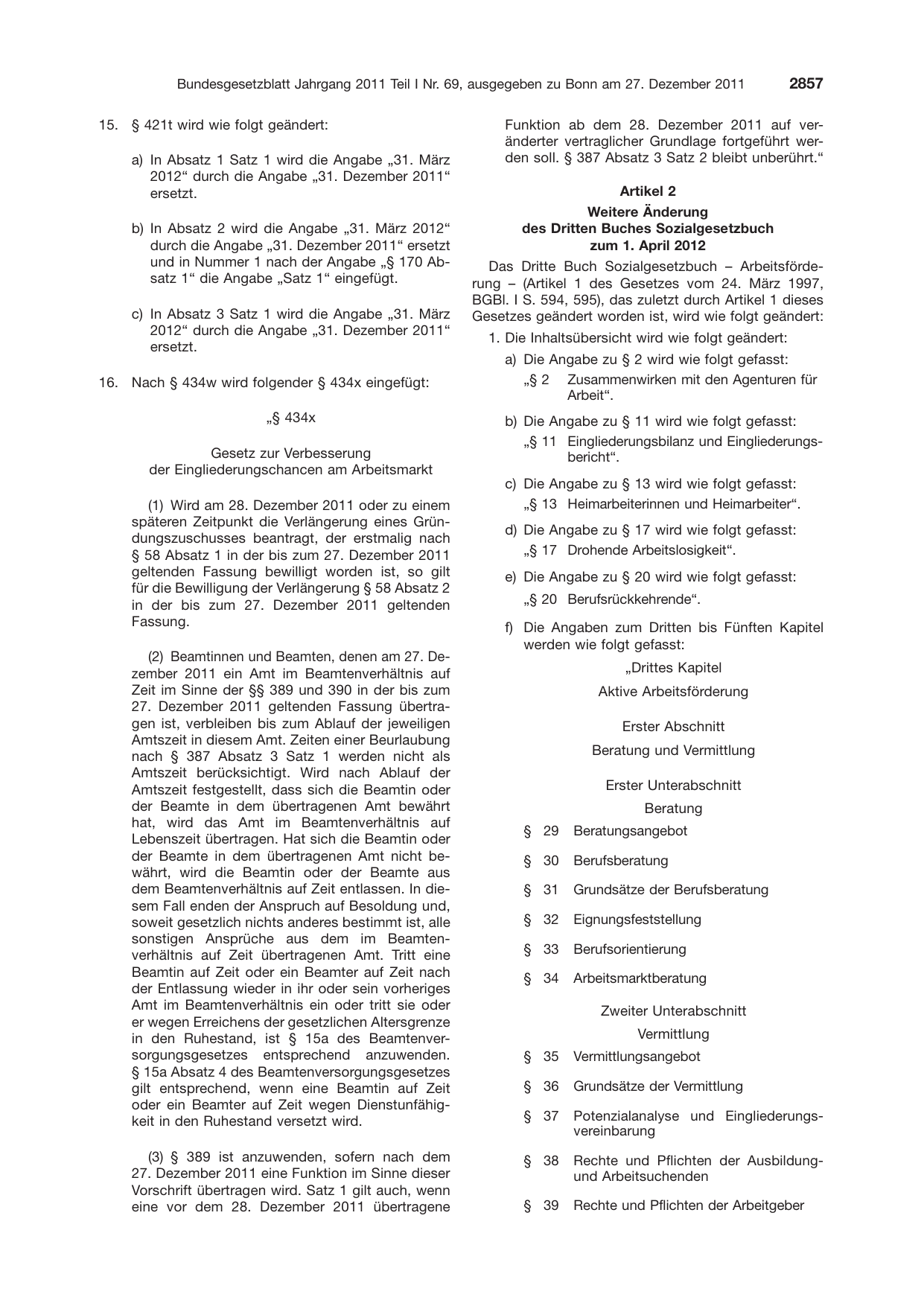 BGBl. 2011, Seite 2857 — Originalseite als Abbildung