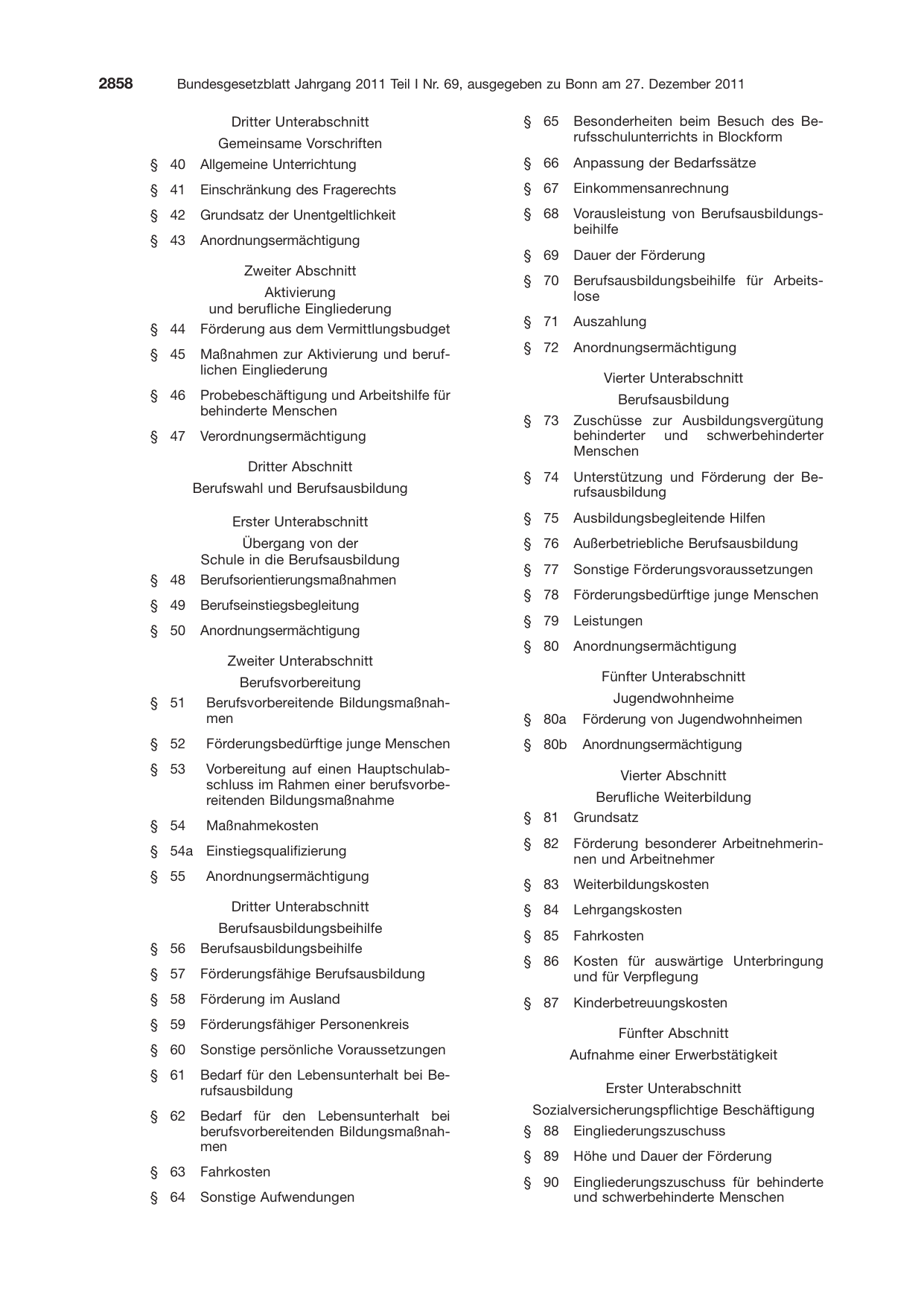 BGBl. 2011, Seite 2858 — Originalseite als Abbildung