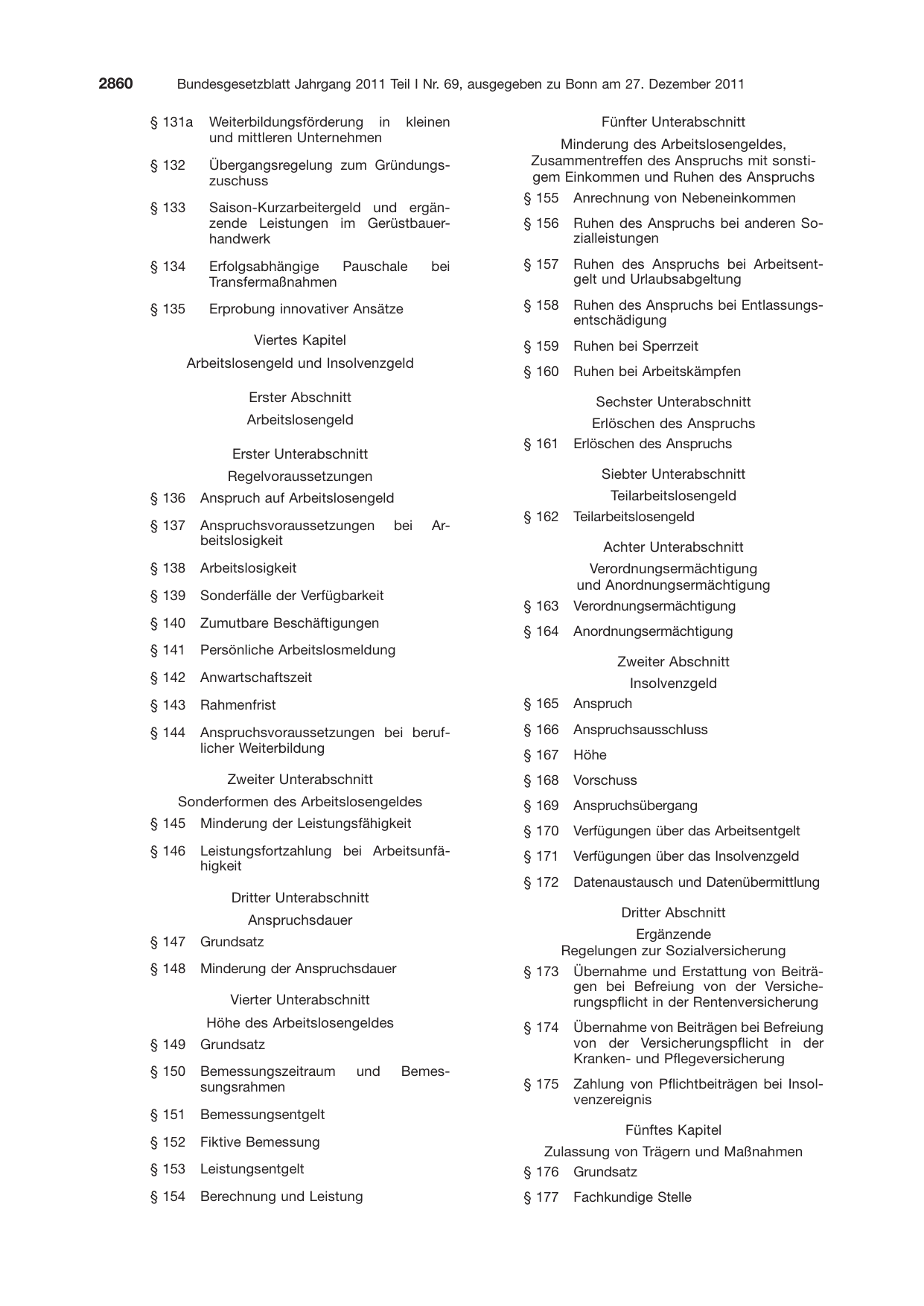 BGBl. 2011, Seite 2860 — Originalseite als Abbildung