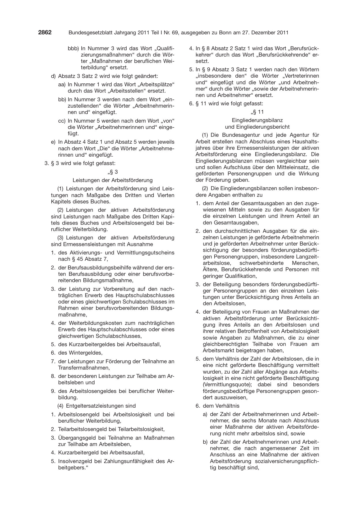 BGBl. 2011, Seite 2862 — Originalseite als Abbildung