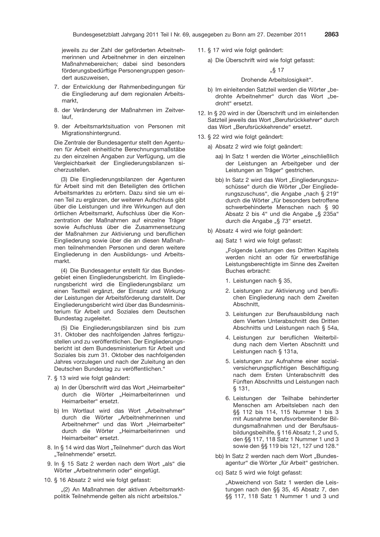 BGBl. 2011, Seite 2863 — Originalseite als Abbildung