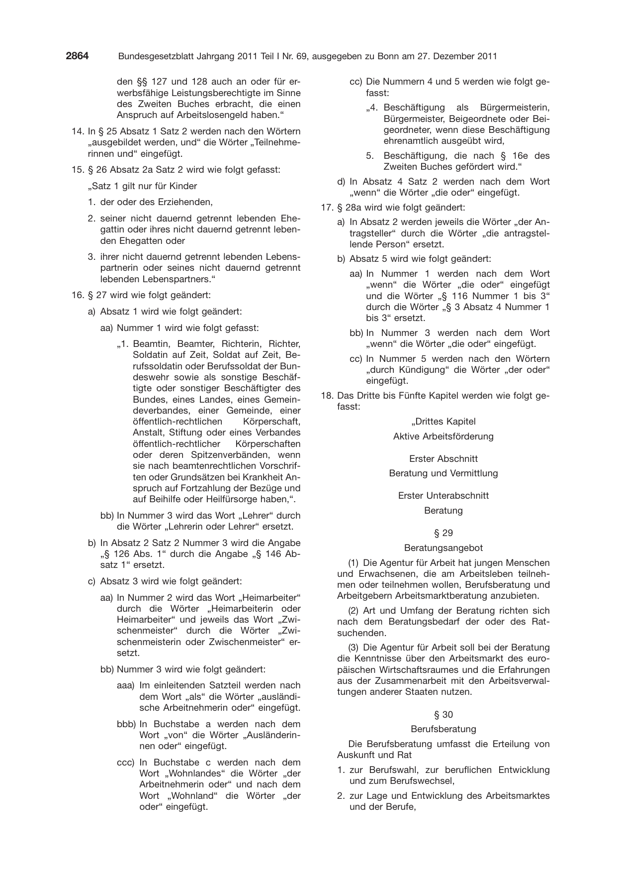 BGBl. 2011, Seite 2864 — Originalseite als Abbildung