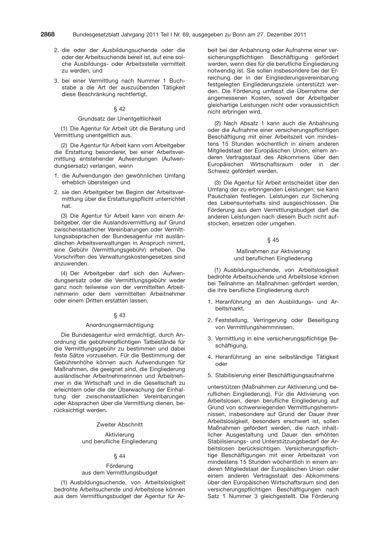 BGBl. 2011, Seite 2868 — Originalseite als Abbildung