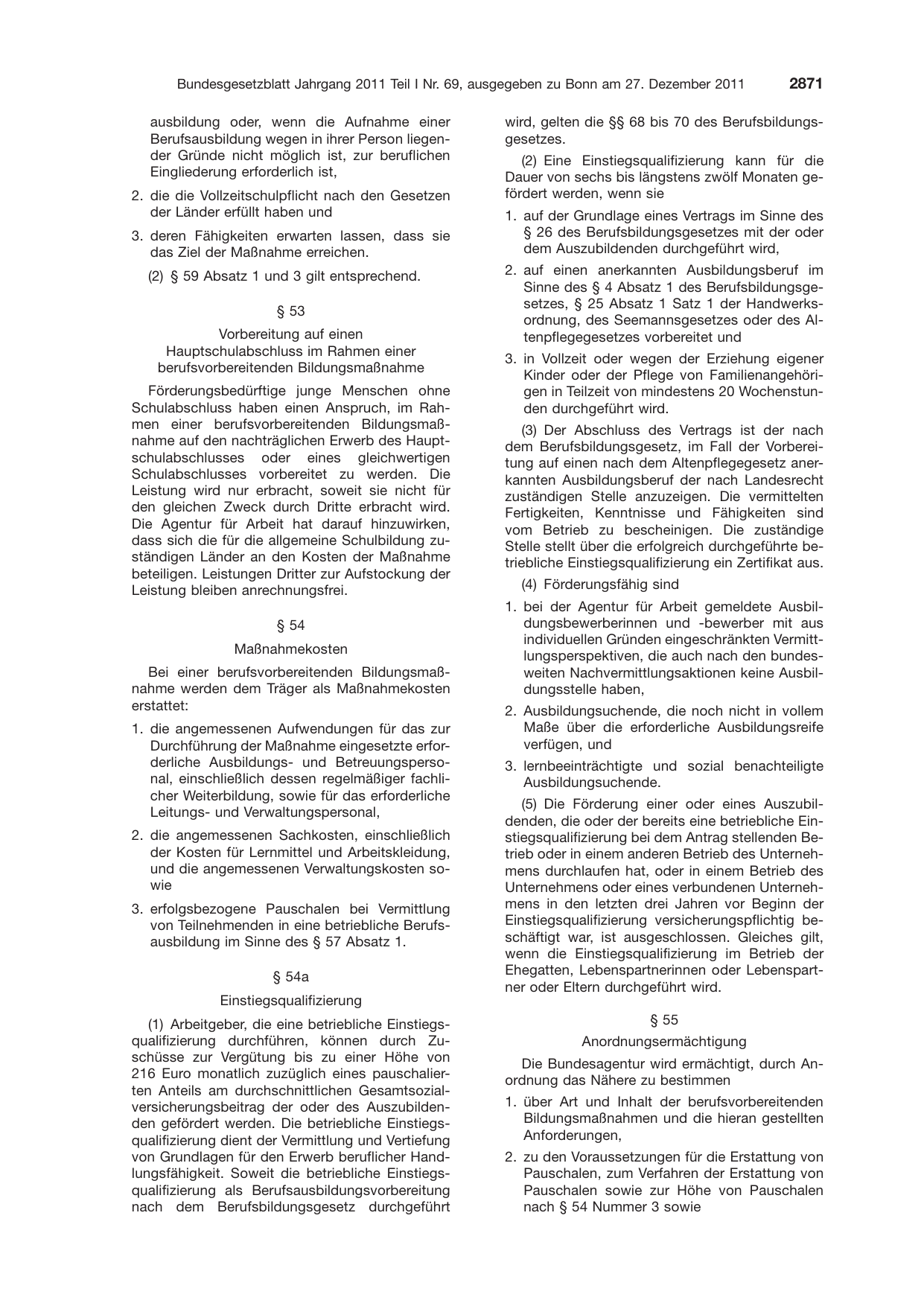 BGBl. 2011, Seite 2871 — Originalseite als Abbildung