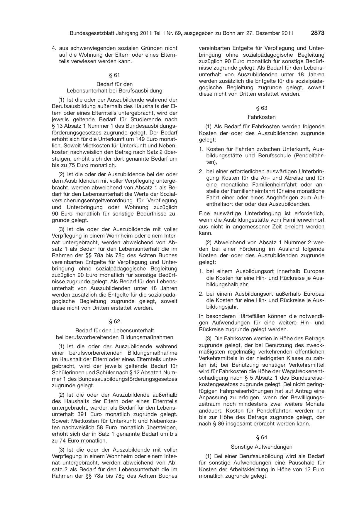 BGBl. 2011, Seite 2873 — Originalseite als Abbildung