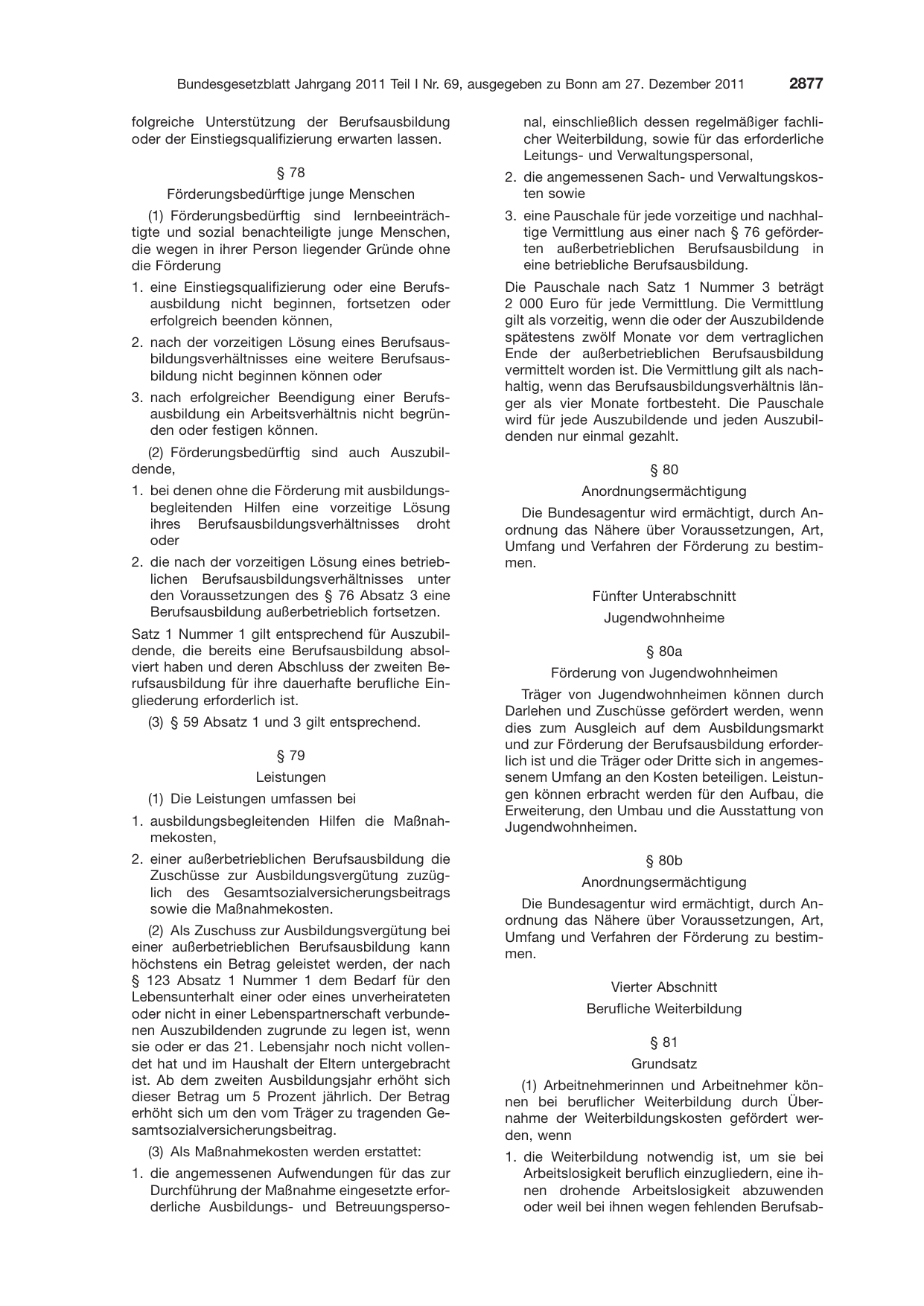 BGBl. 2011, Seite 2877 — Originalseite als Abbildung