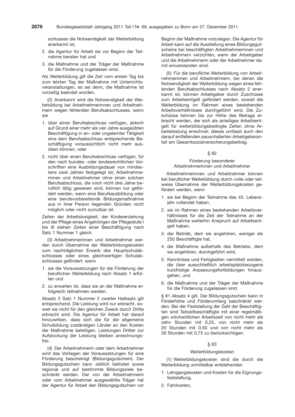 BGBl. 2011, Seite 2878 — Originalseite als Abbildung