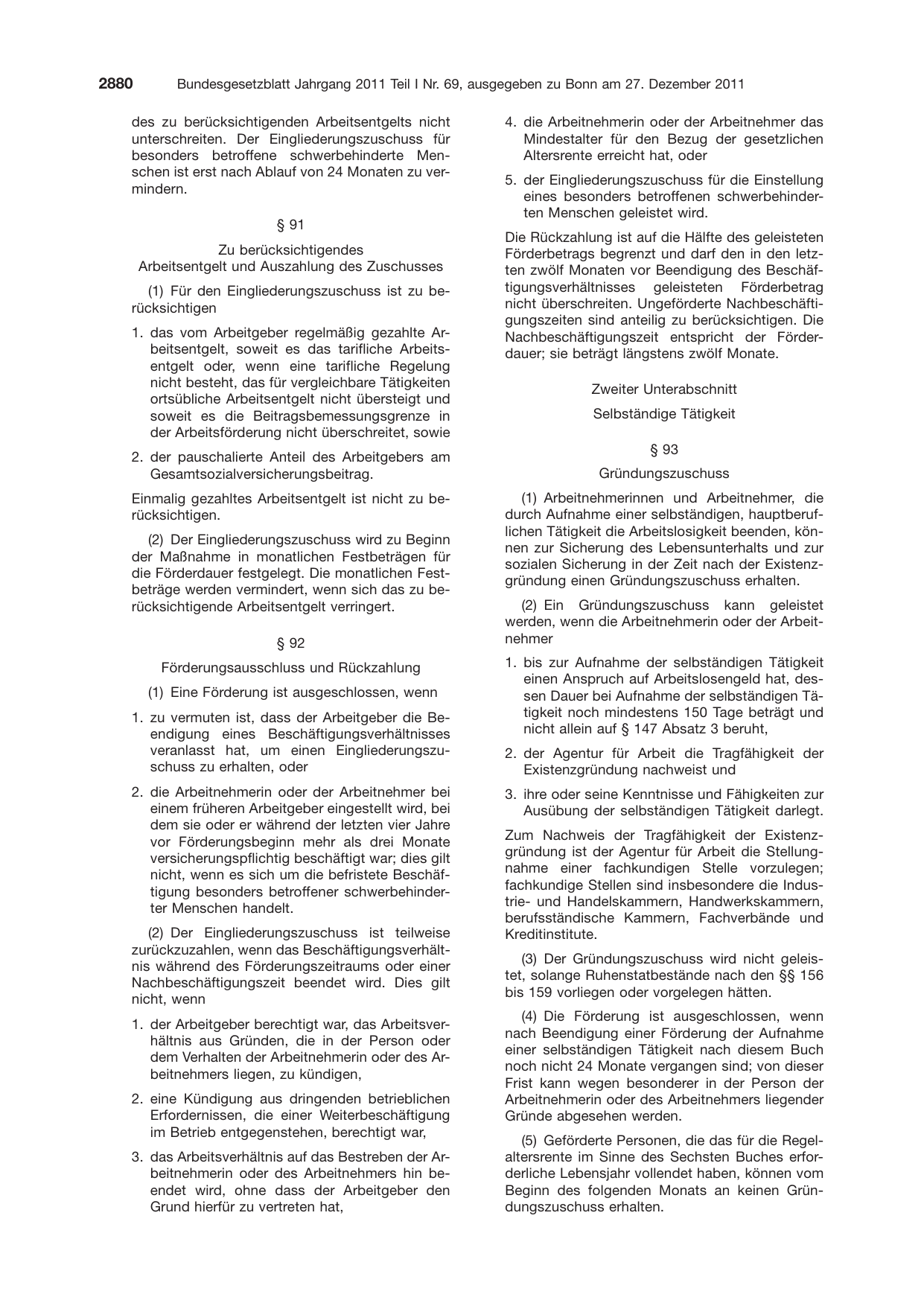 BGBl. 2011, Seite 2880 — Originalseite als Abbildung