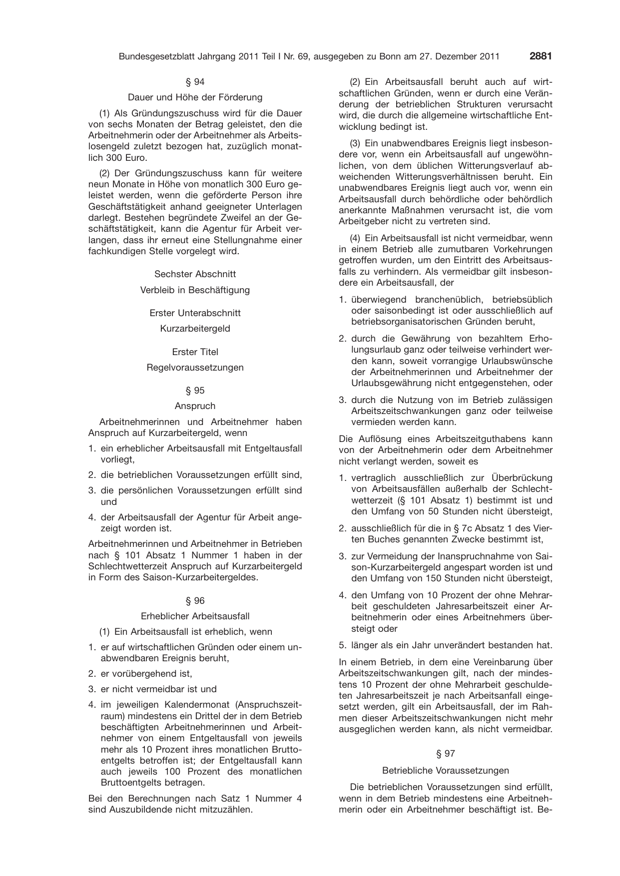 BGBl. 2011, Seite 2881 — Originalseite als Abbildung
