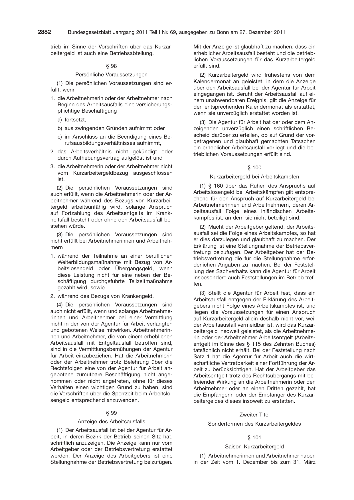 BGBl. 2011, Seite 2882 — Originalseite als Abbildung