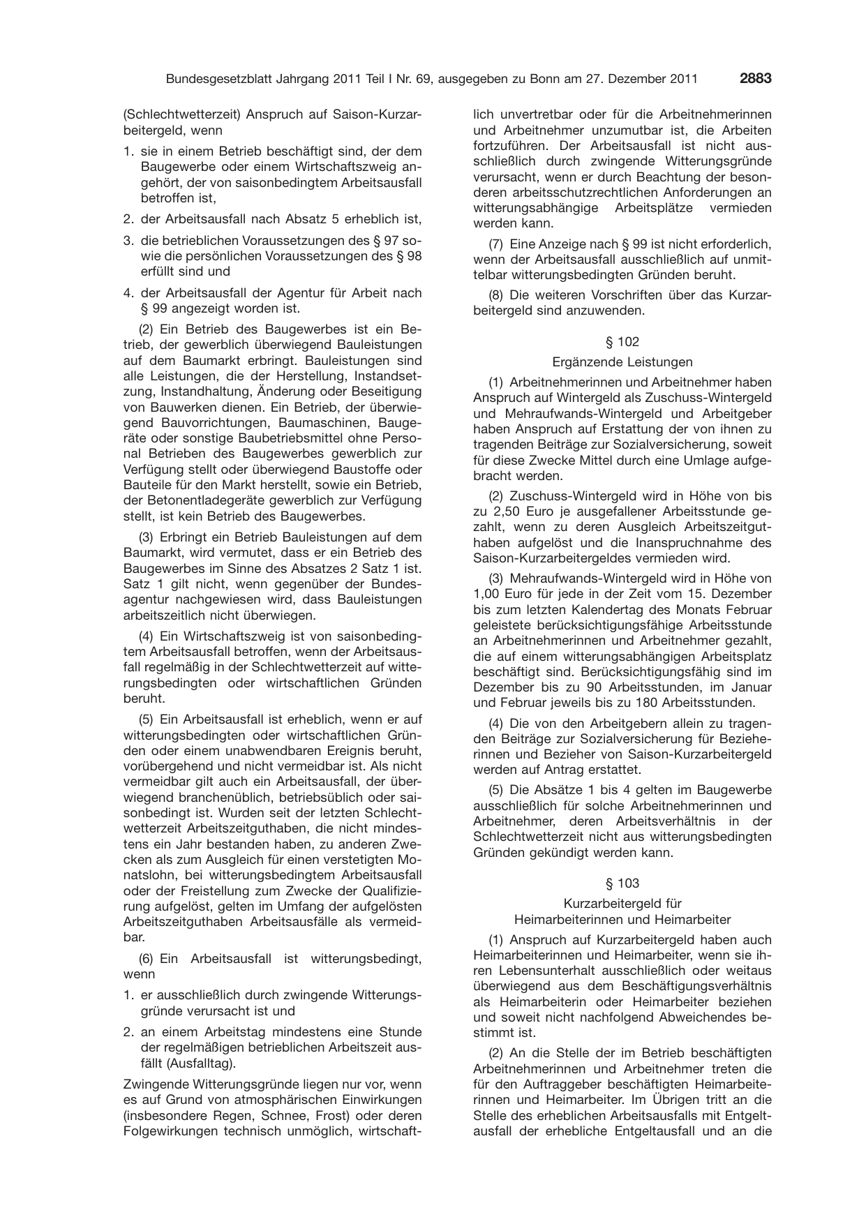 BGBl. 2011, Seite 2883 — Originalseite als Abbildung