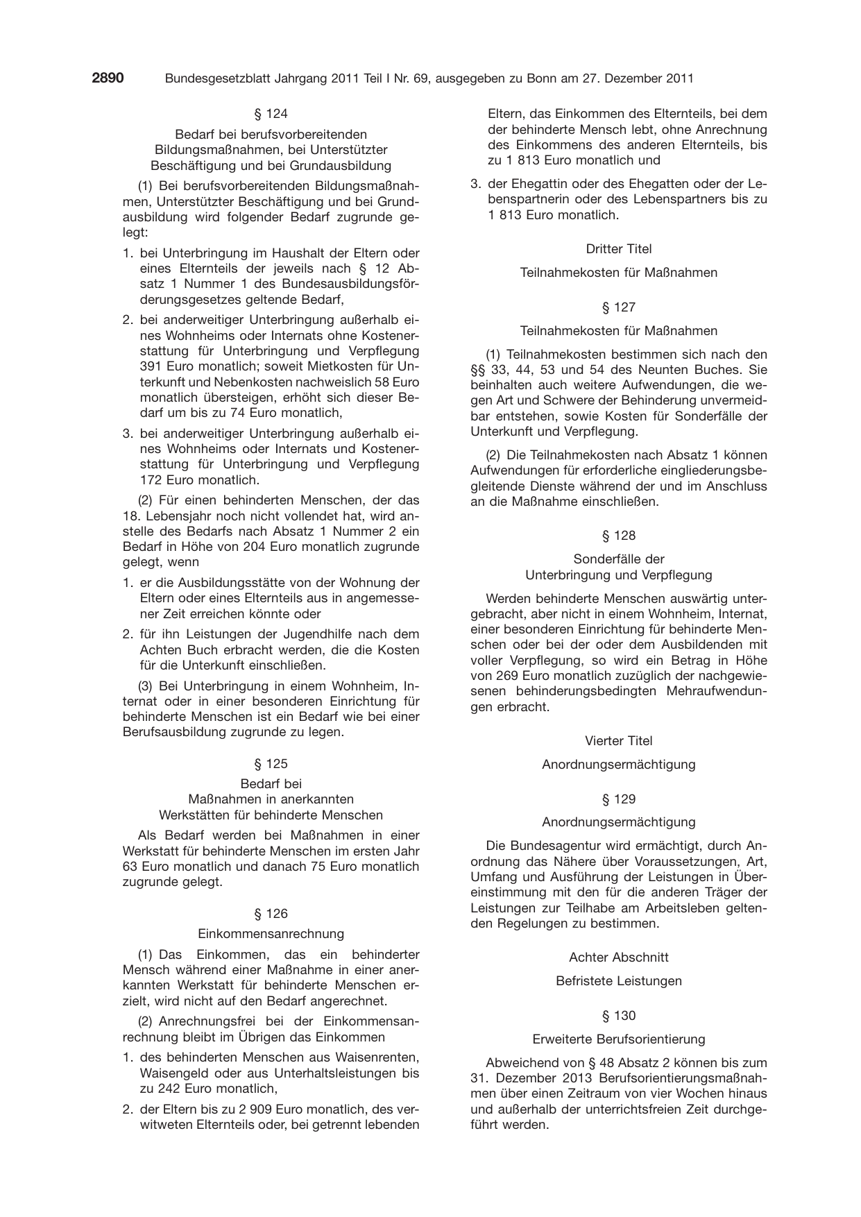 BGBl. 2011, Seite 2890 — Originalseite als Abbildung