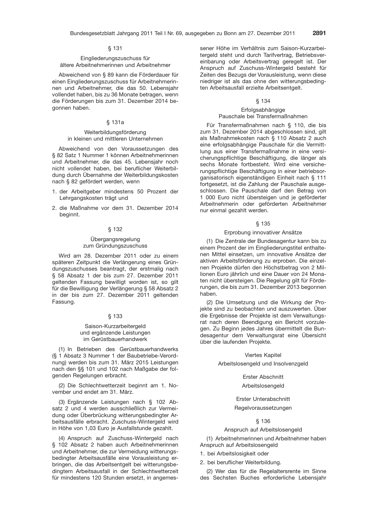 BGBl. 2011, Seite 2891 — Originalseite als Abbildung
