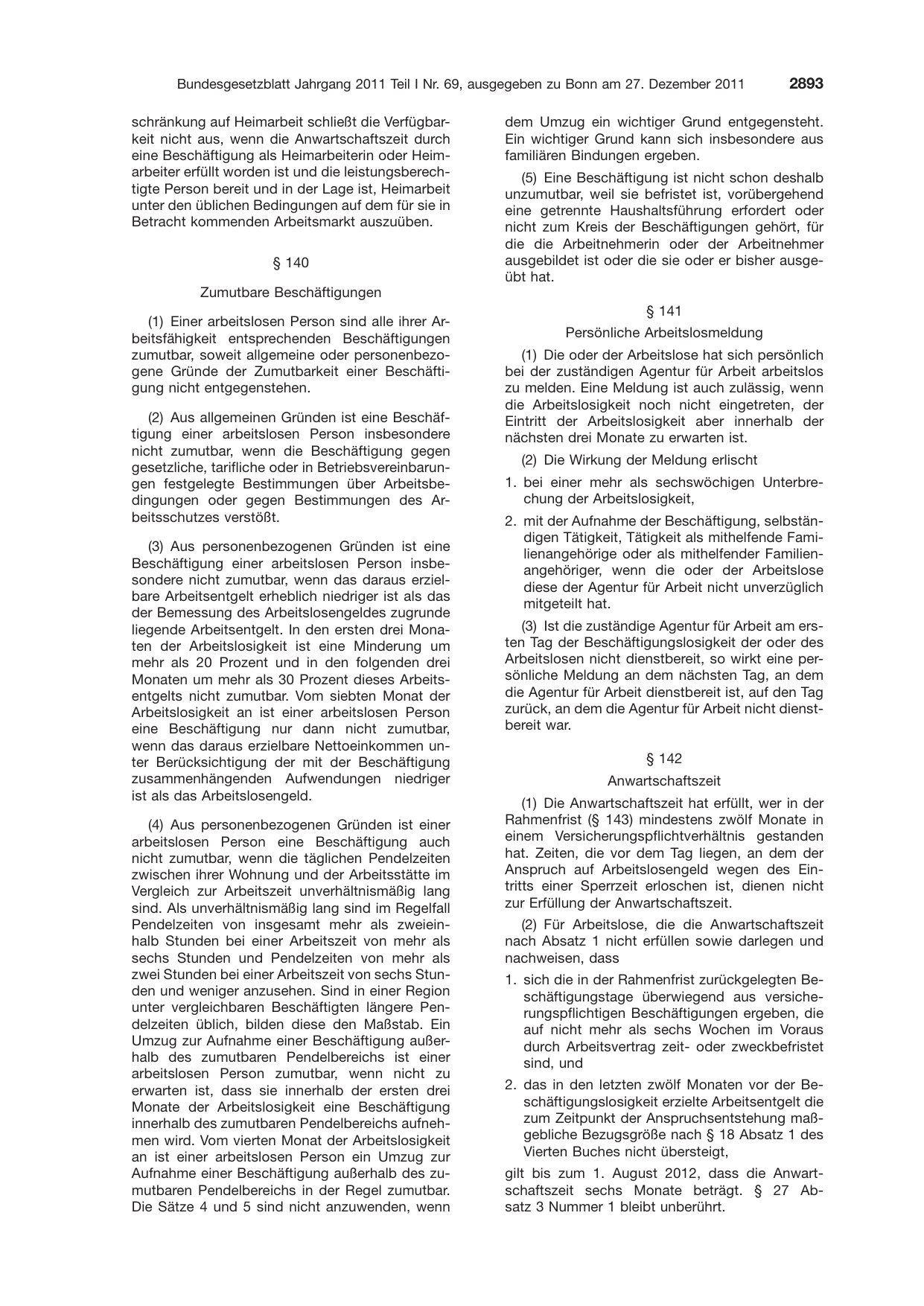 BGBl. 2011, Seite 2893 — Originalseite als Abbildung