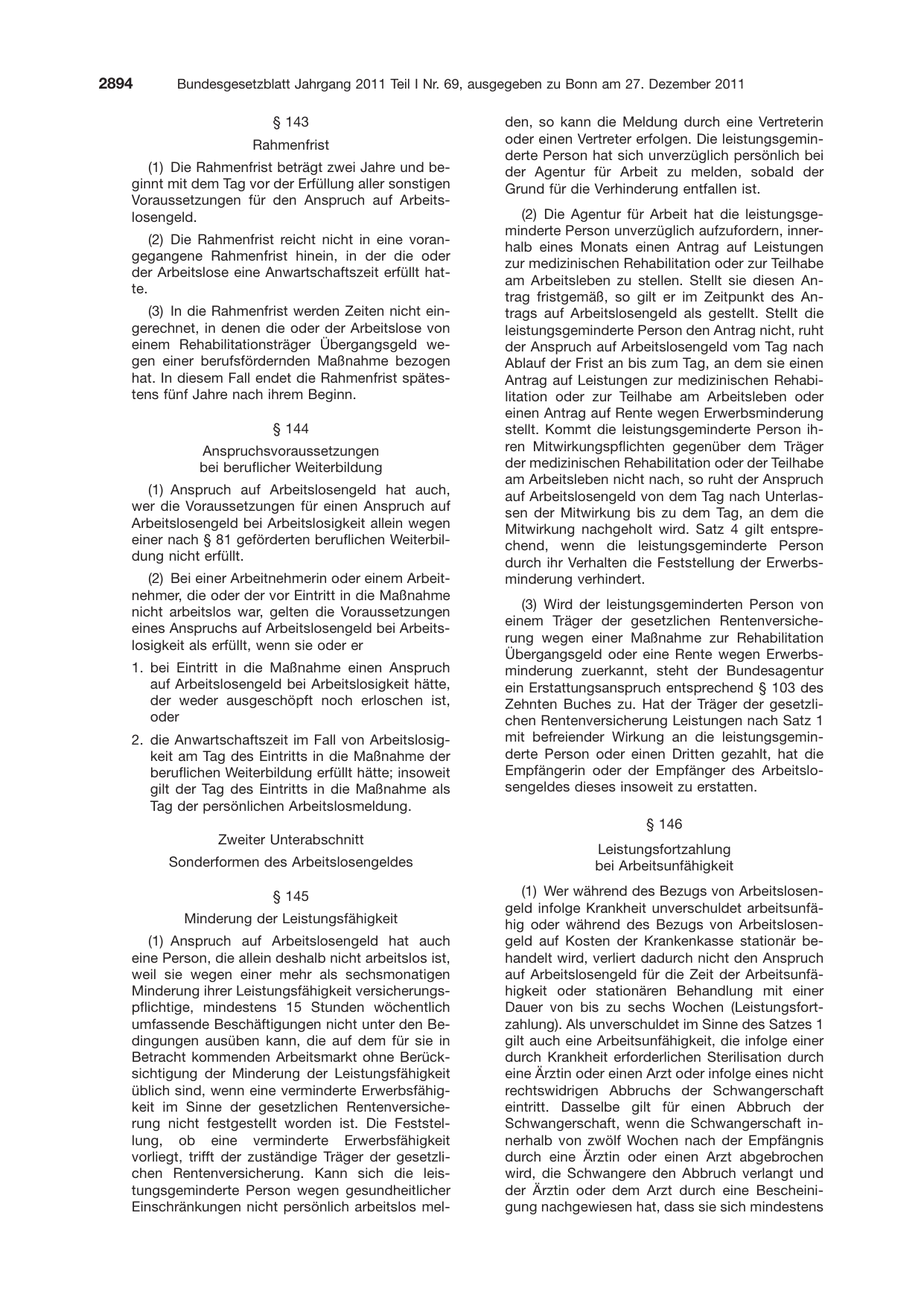 BGBl. 2011, Seite 2894 — Originalseite als Abbildung