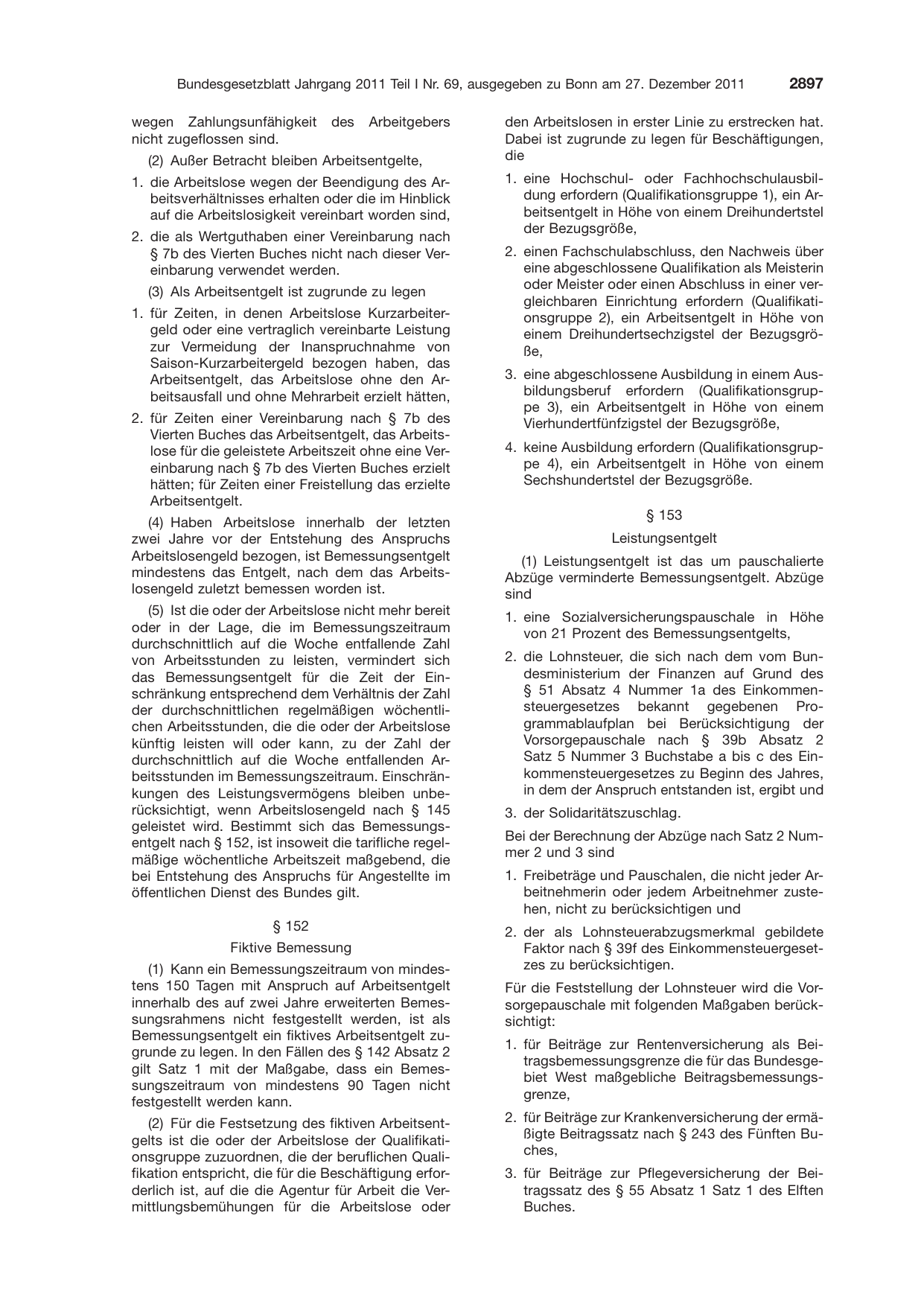 BGBl. 2011, Seite 2897 — Originalseite als Abbildung