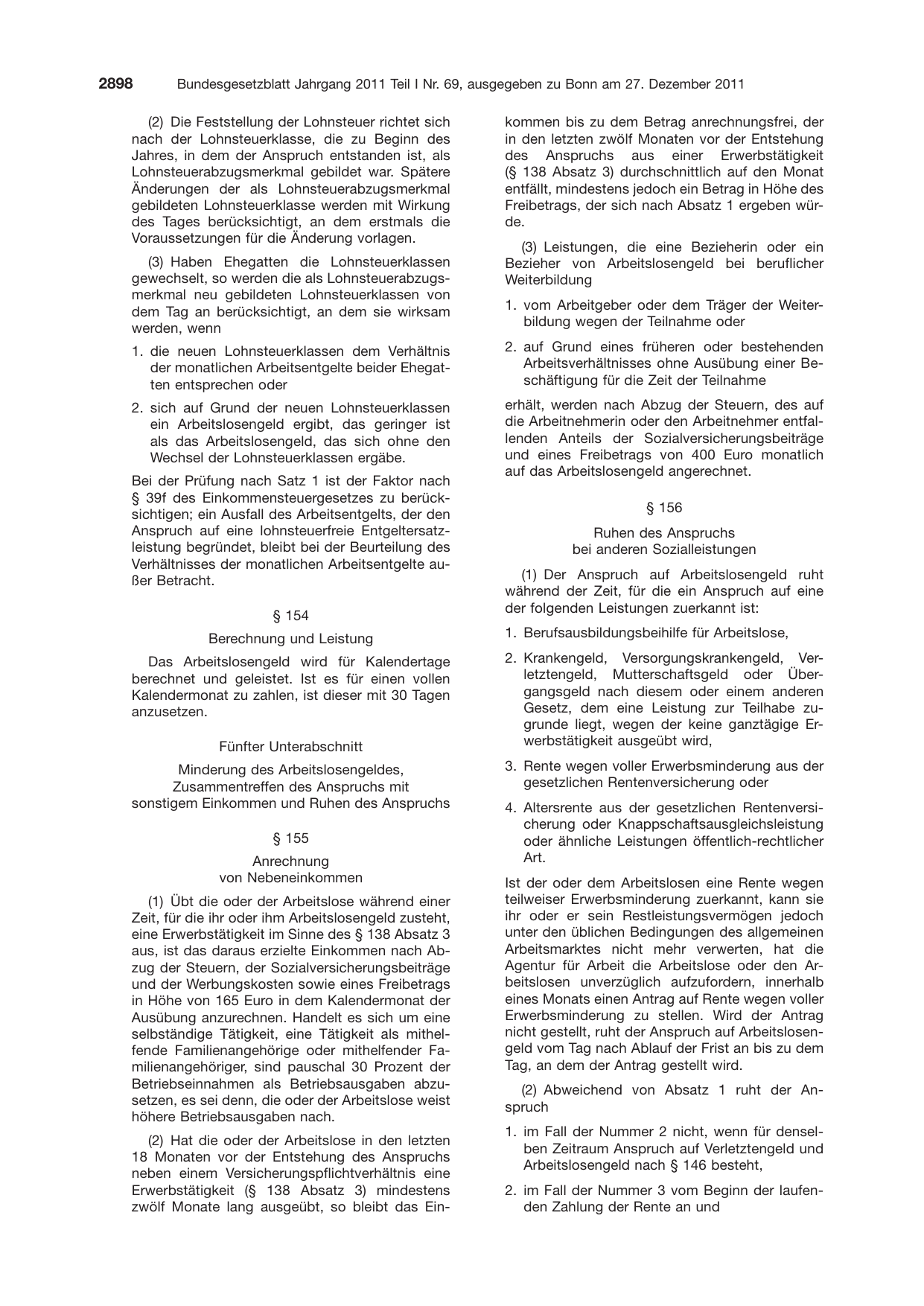 BGBl. 2011, Seite 2898 — Originalseite als Abbildung